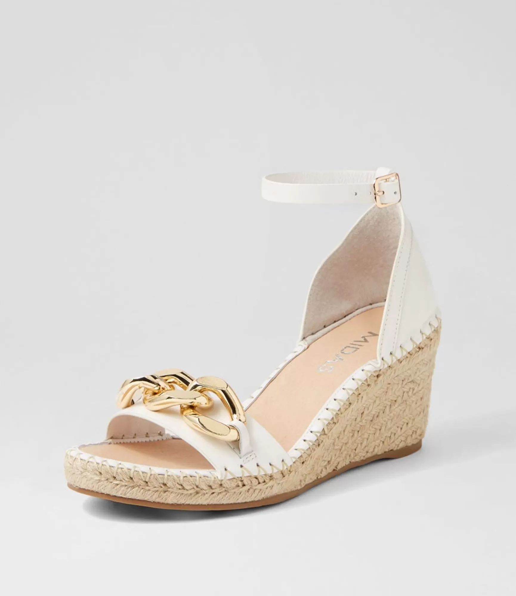 Shop Midas Shoes Geysi White Natural Rope Leather Sandals