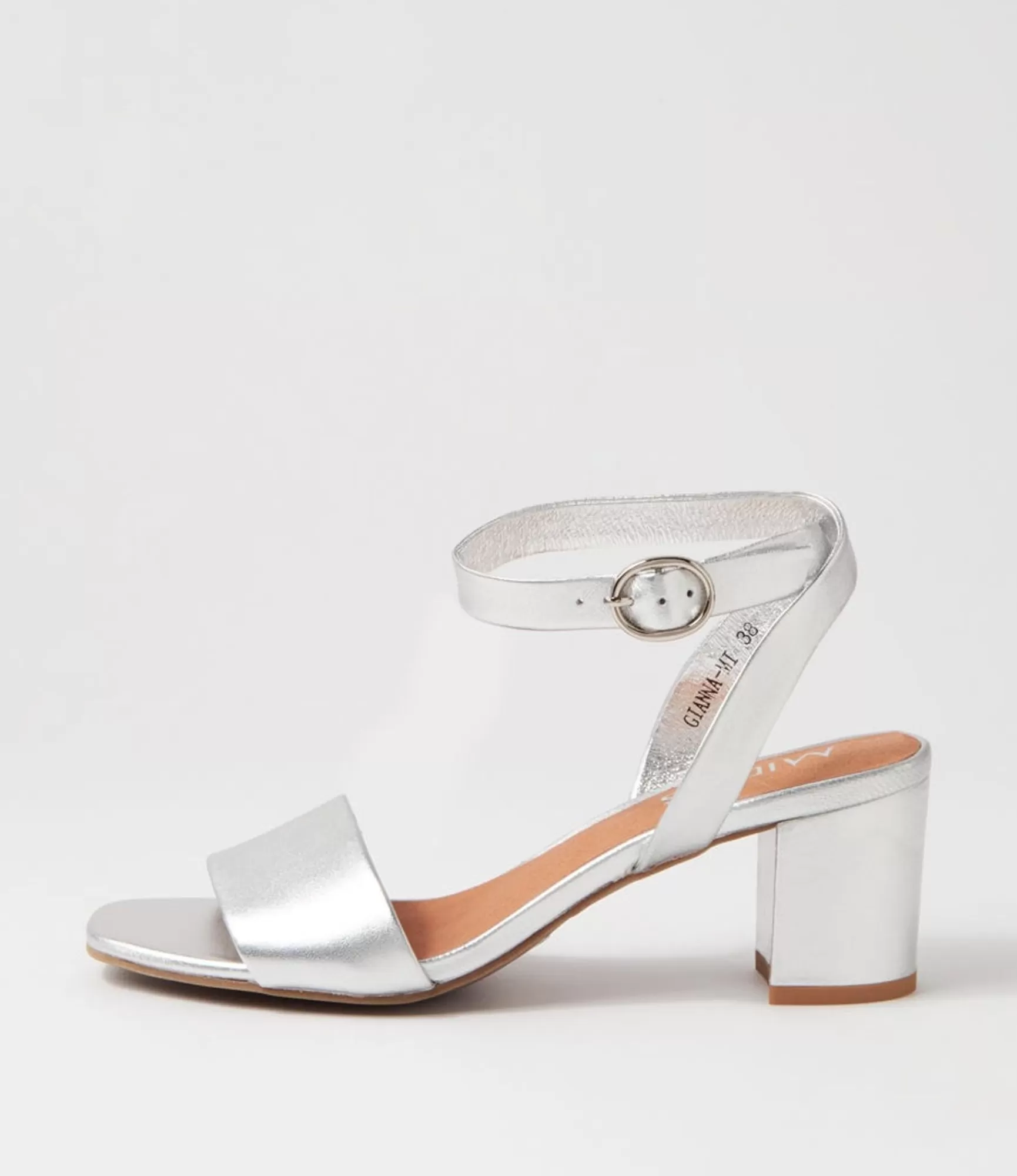 New Midas Shoes Gianna Silver Leather Sandals