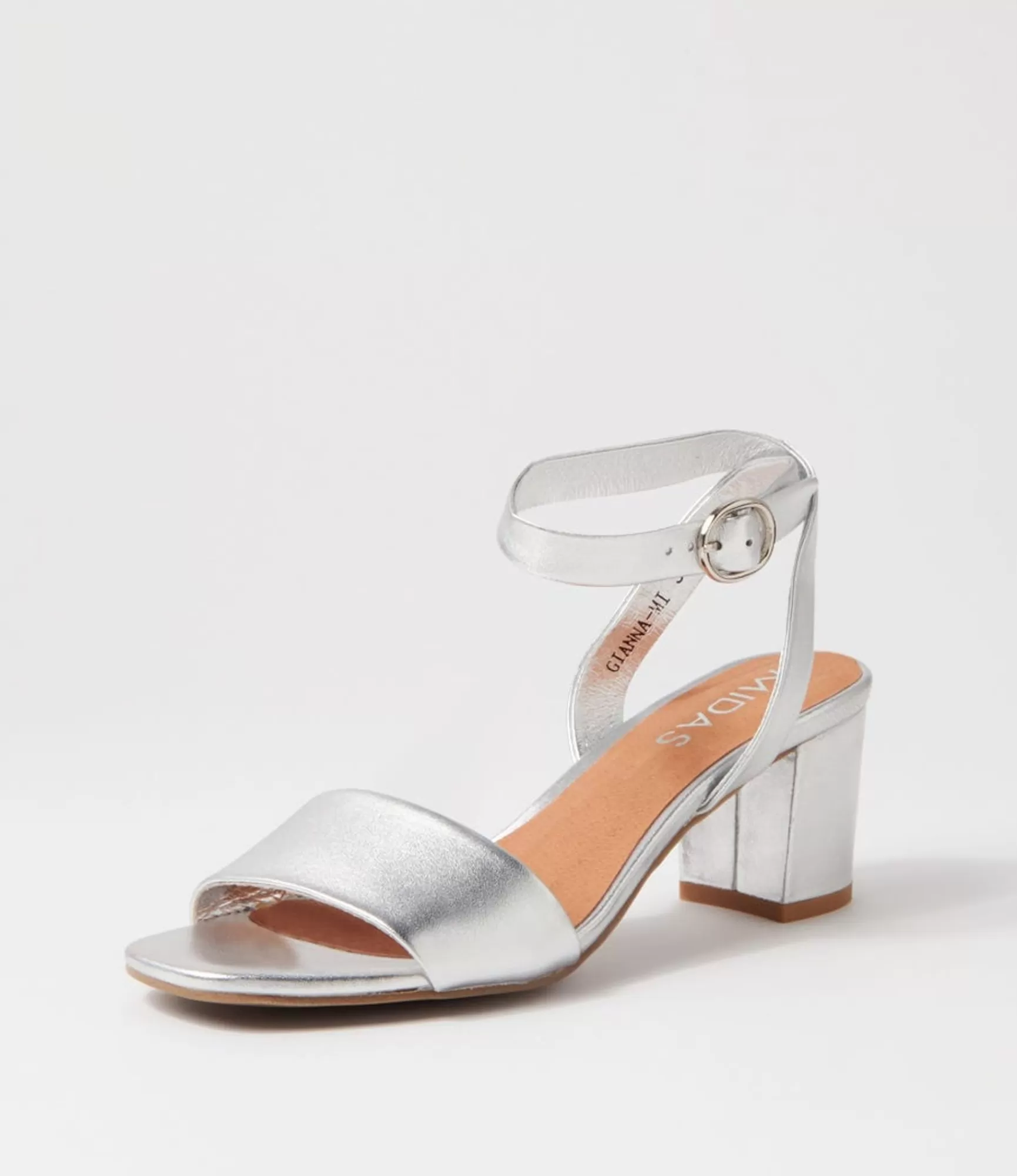 New Midas Shoes Gianna Silver Leather Sandals