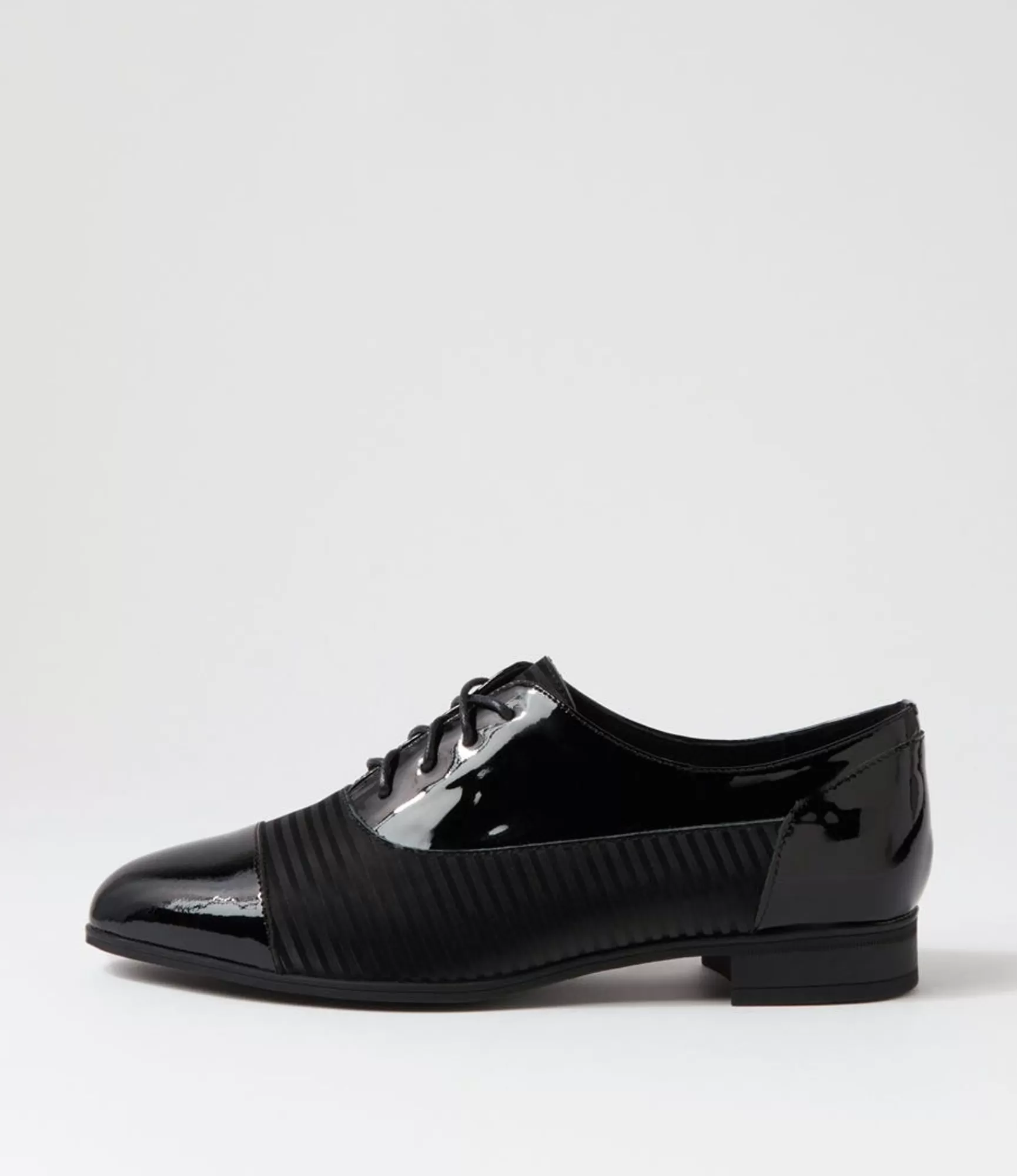 Cheap Midas Shoes Gilberts Black Stripe Patent Leather Lace Up Flats