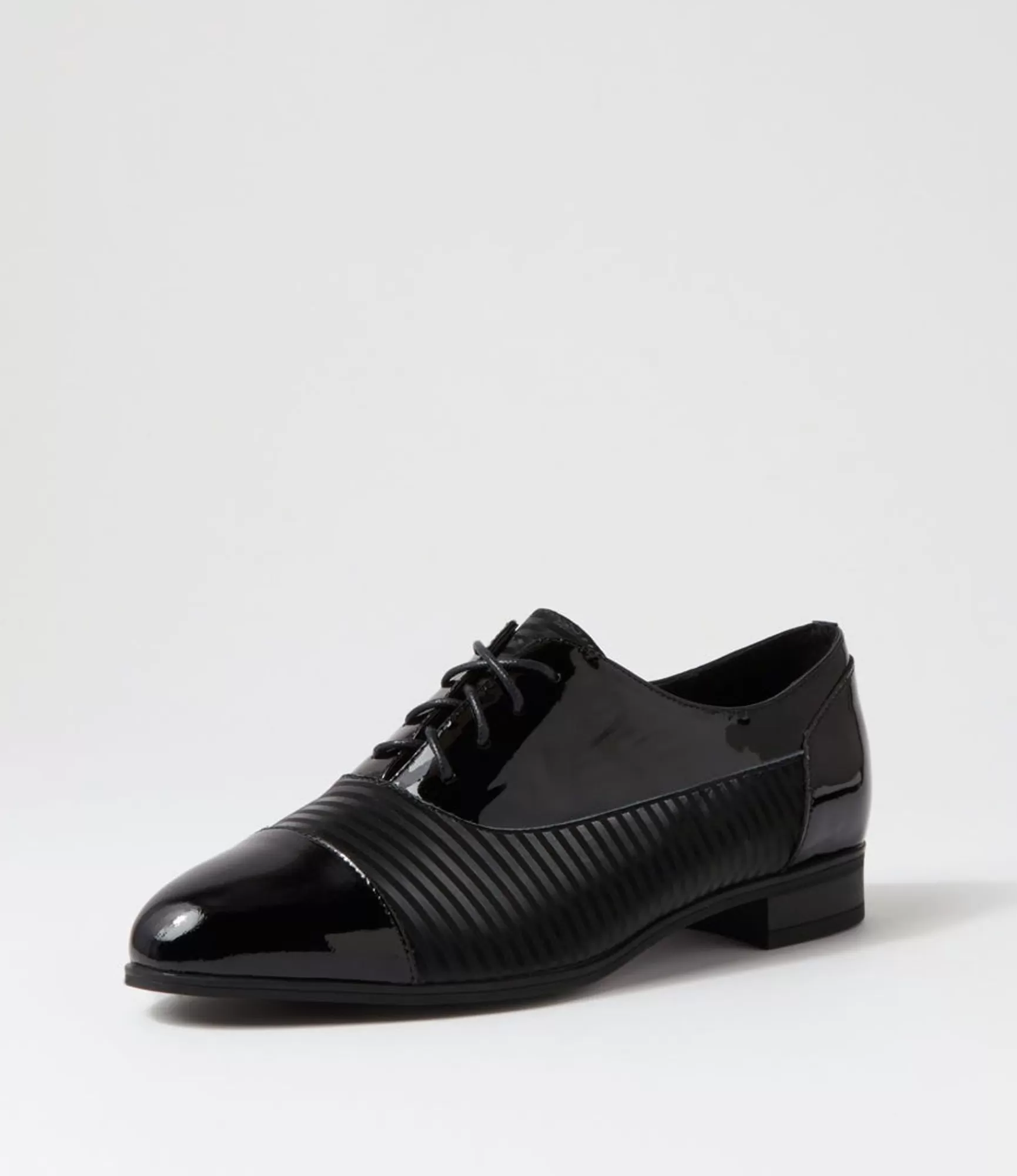 Cheap Midas Shoes Gilberts Black Stripe Patent Leather Lace Up Flats