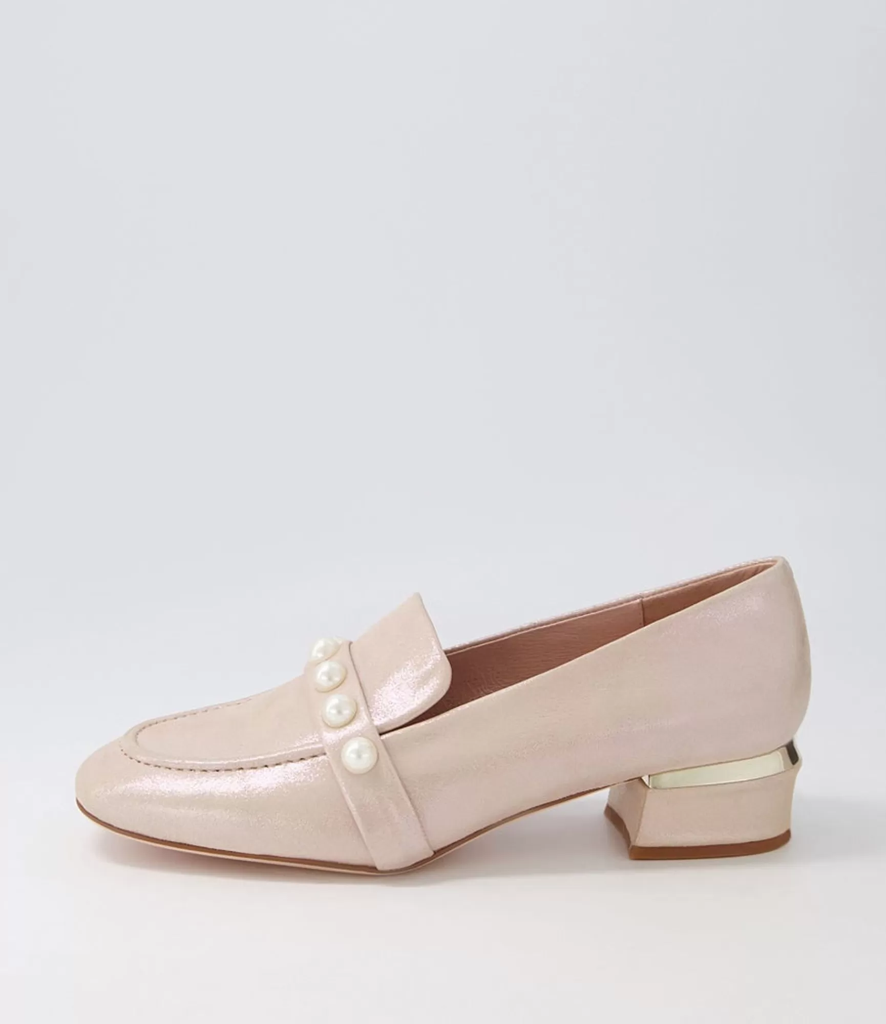 Online Midas Shoes Gilded Nude Shimmer Leather Heels