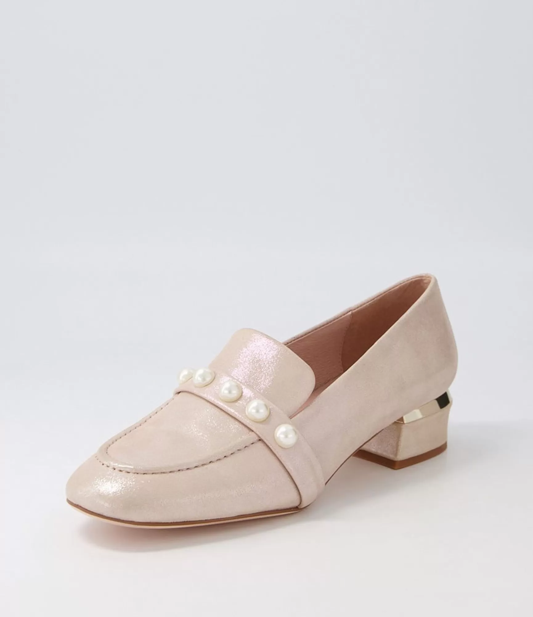 Online Midas Shoes Gilded Nude Shimmer Leather Heels