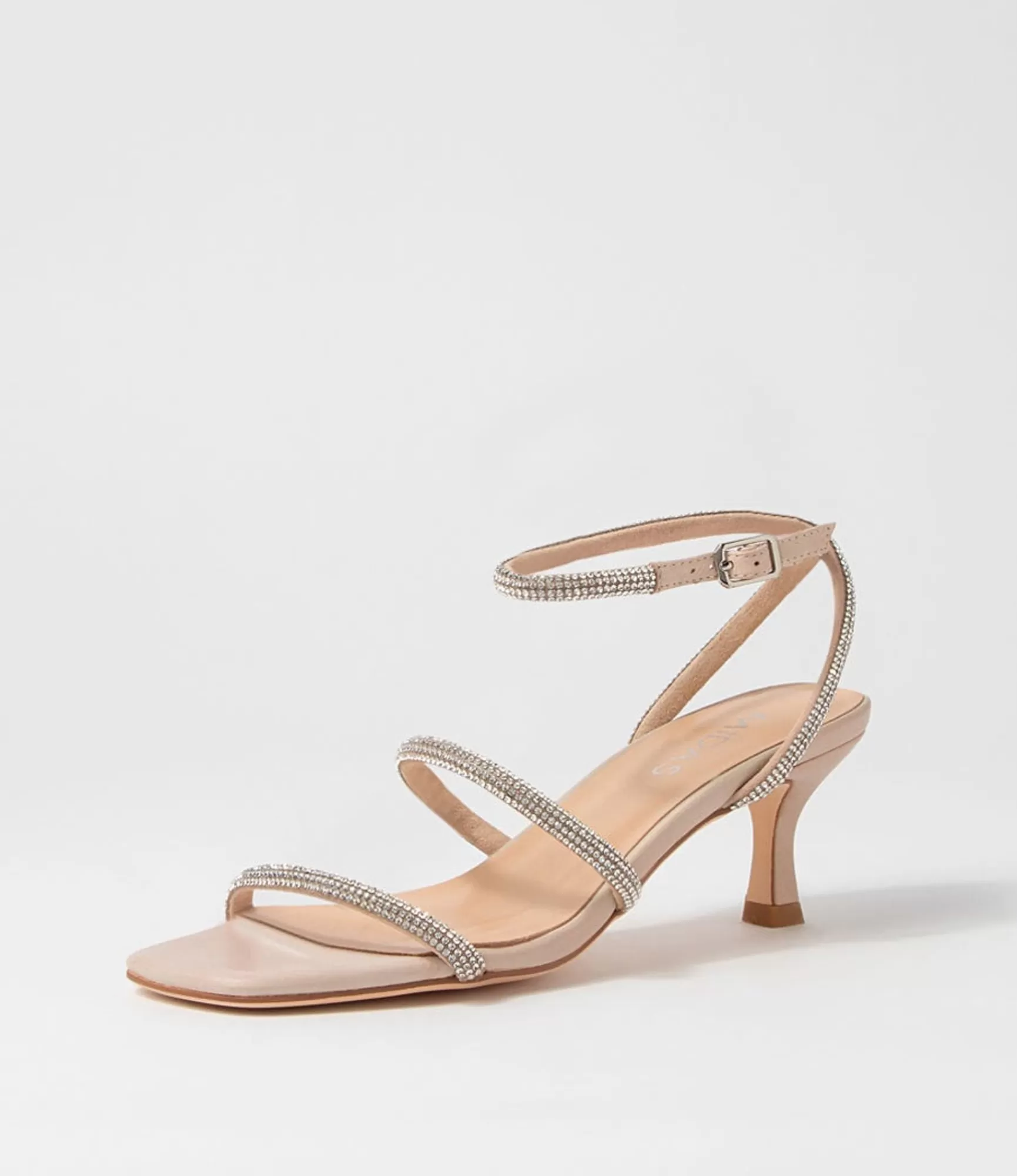 Cheap Midas Shoes Glamm Dark Nude Clear Leather Jewels Sandals