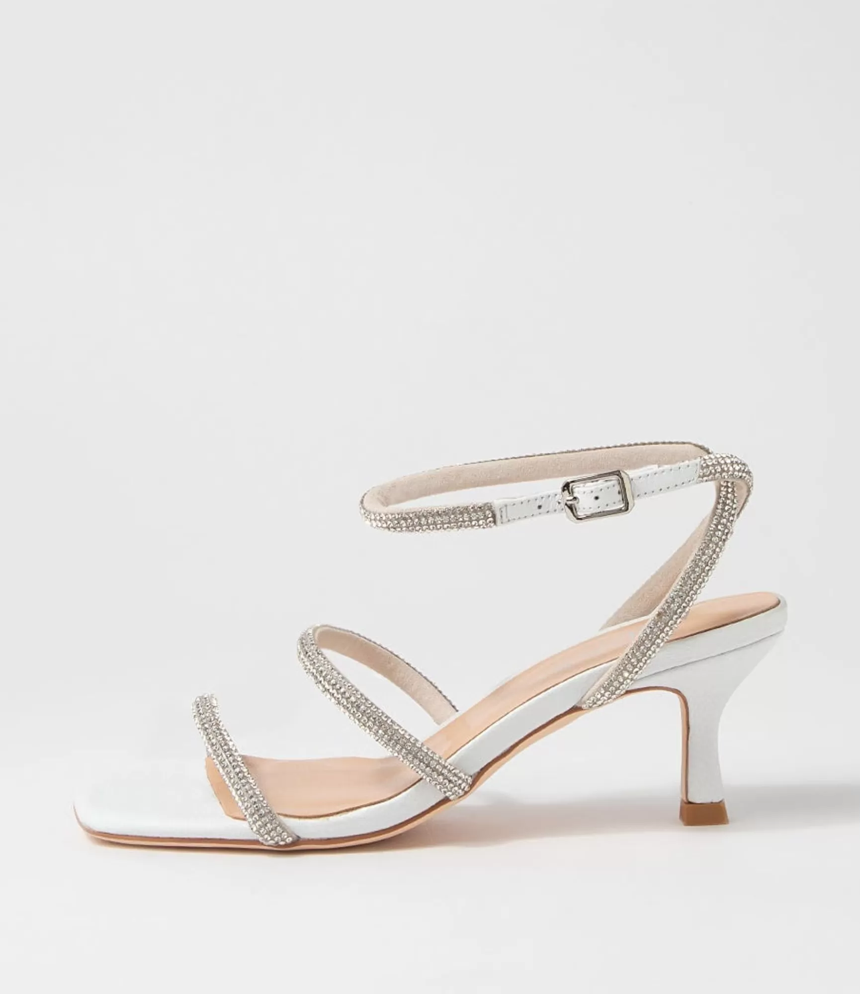 Cheap Midas Shoes Glamm White Clear Leather Jewels Sandals