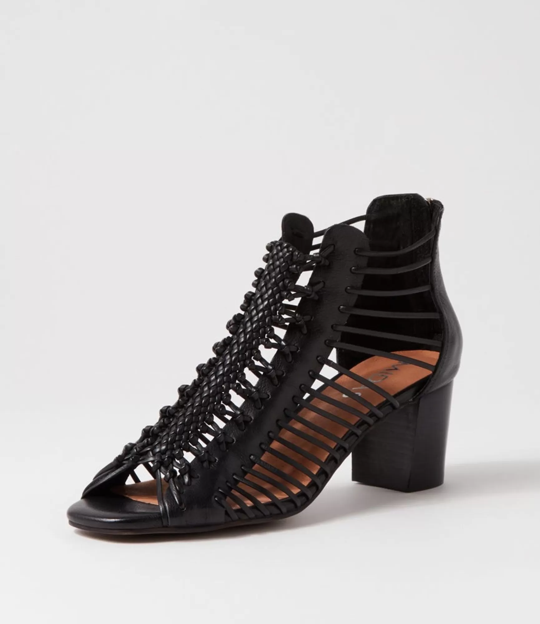 Fashion Midas Shoes Glennora Black Leather Sandals