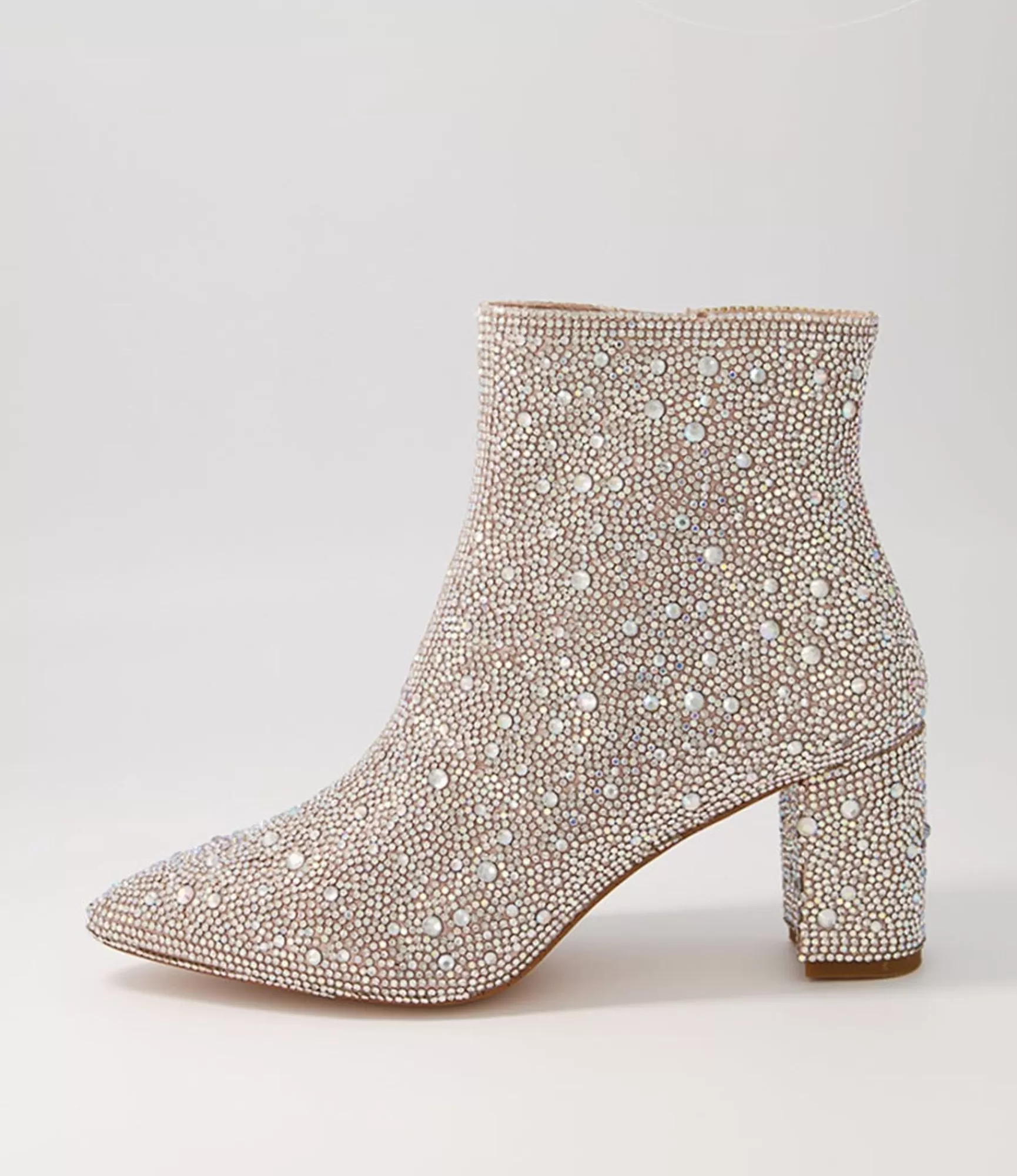 Fashion Midas Shoes Glistin Silver Jewel Fabric Ankle Boots