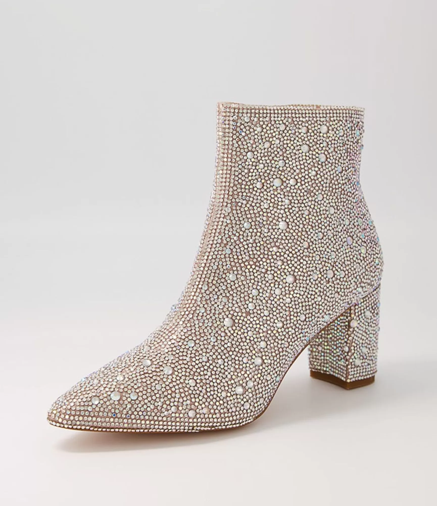 Fashion Midas Shoes Glistin Silver Jewel Fabric Ankle Boots