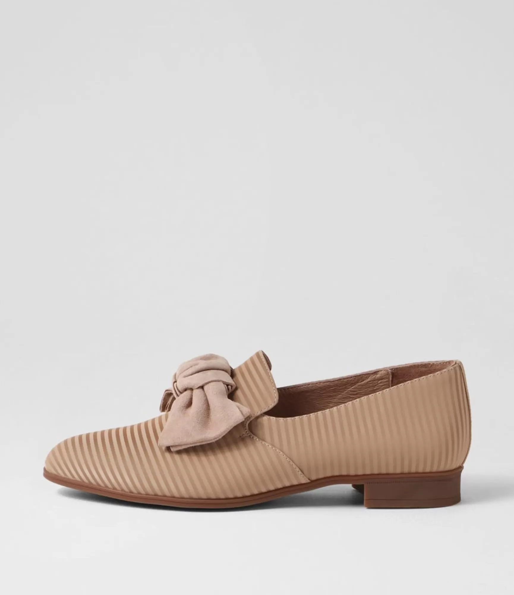 Best Sale Midas Shoes Gorden Cafe Stripe Leather Suede Flat Shoes
