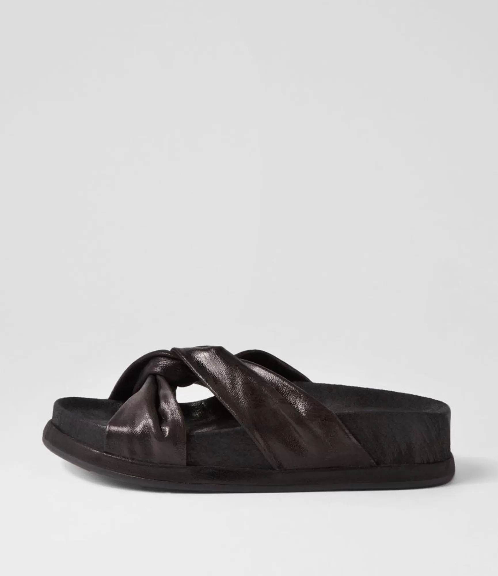 Discount Midas Shoes Gordon Black Scratch Leather Slides