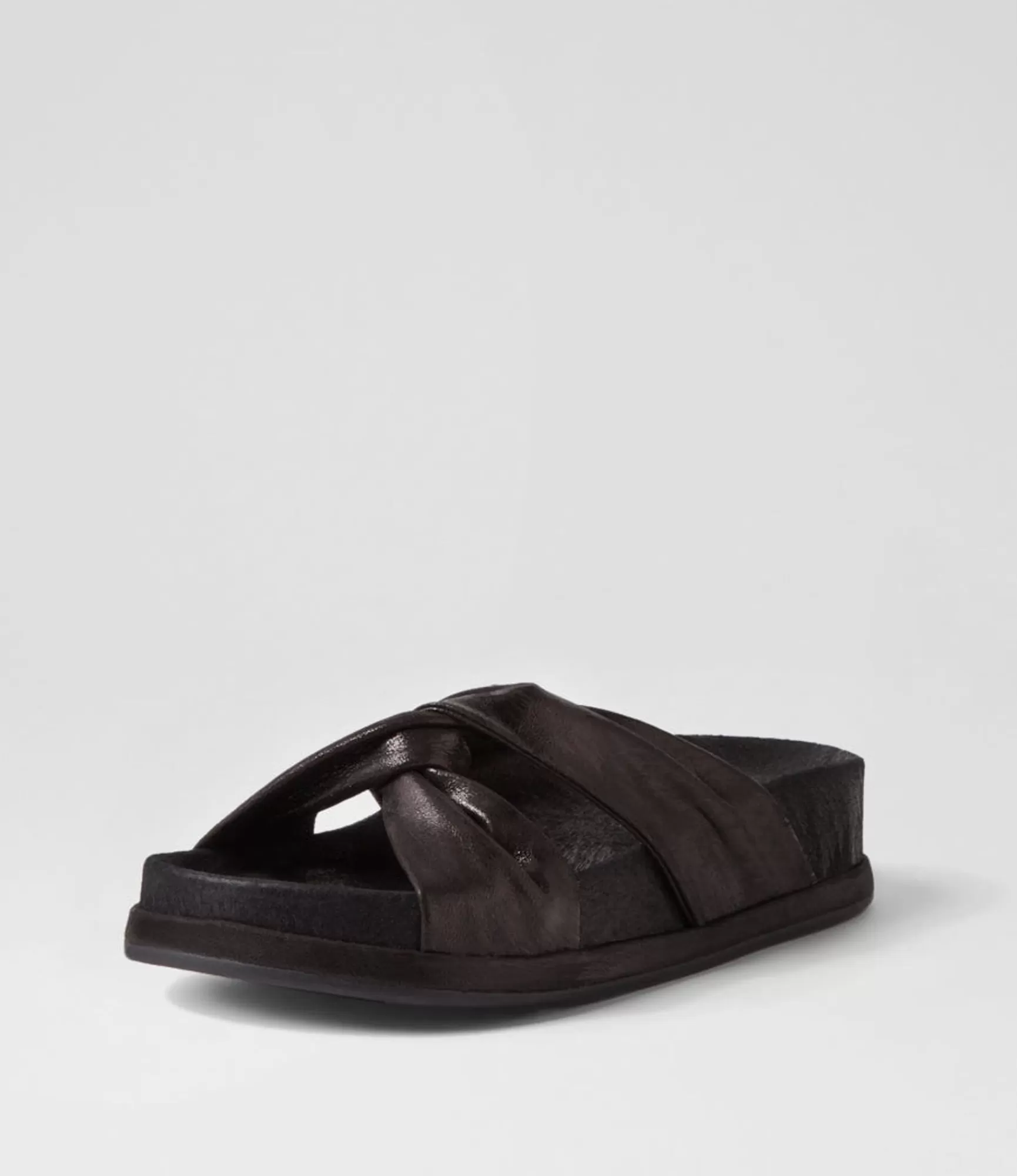 Discount Midas Shoes Gordon Black Scratch Leather Slides