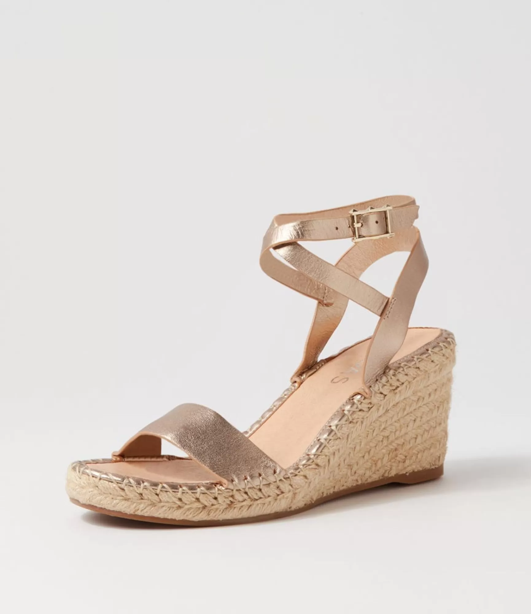 Fashion Midas Shoes Guenie Champagne Leather Espadrilles