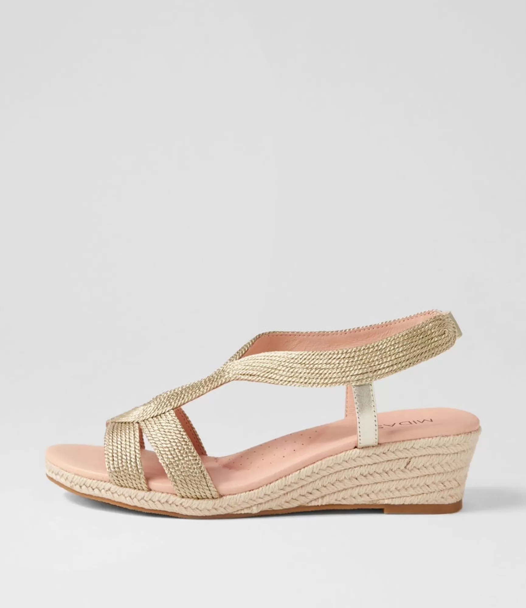Outlet Midas Shoes Haleb Pale Gold Rope Leather Espadrilles