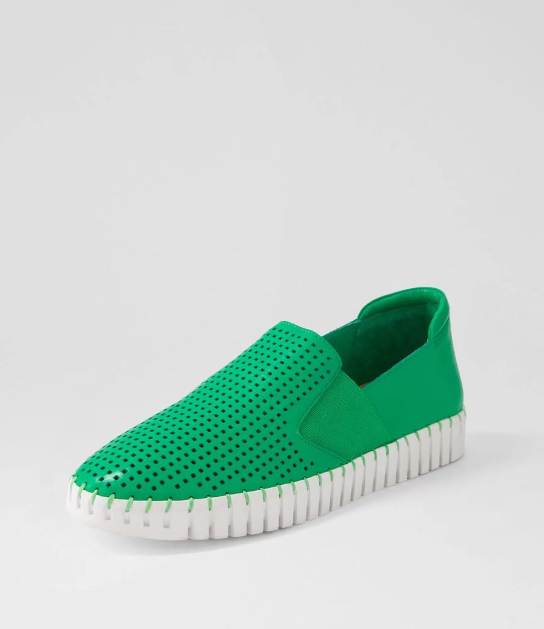 New Midas Shoes Harena Bright Emerald White Leather Sneakers