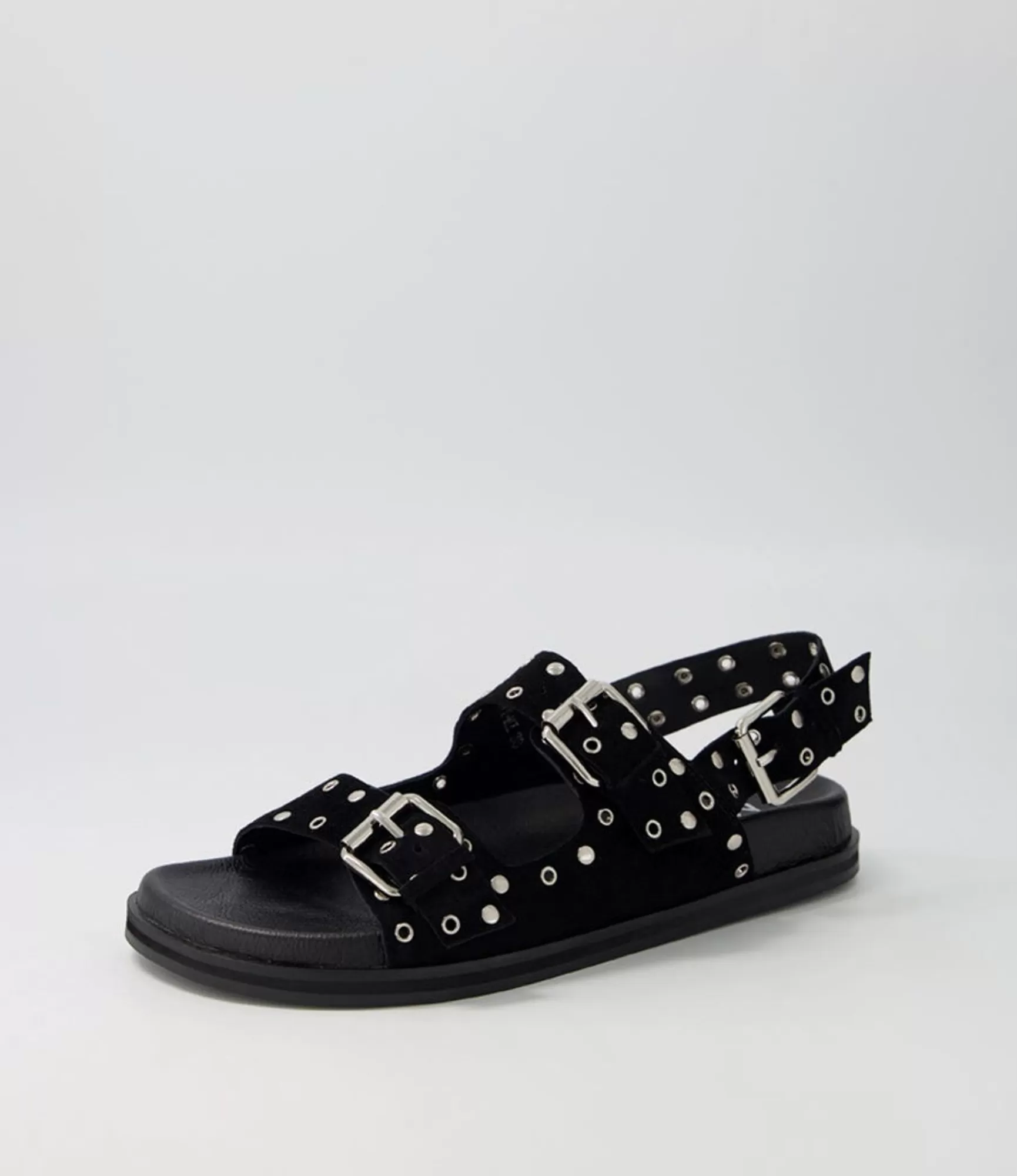 Sale Midas Shoes Harmony Black Suede Sandals
