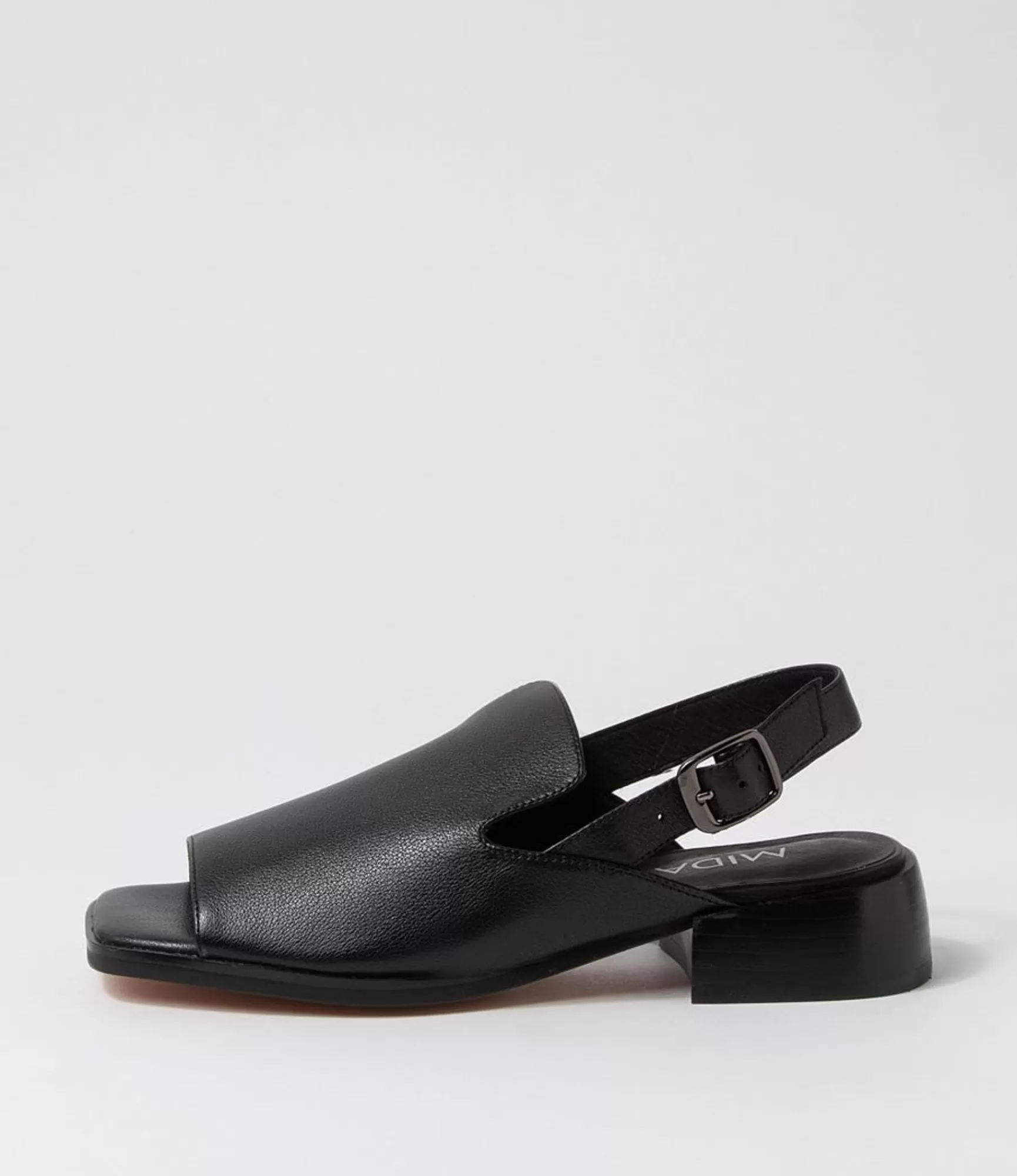 Clearance Midas Shoes Harpa Black Leather Sandals