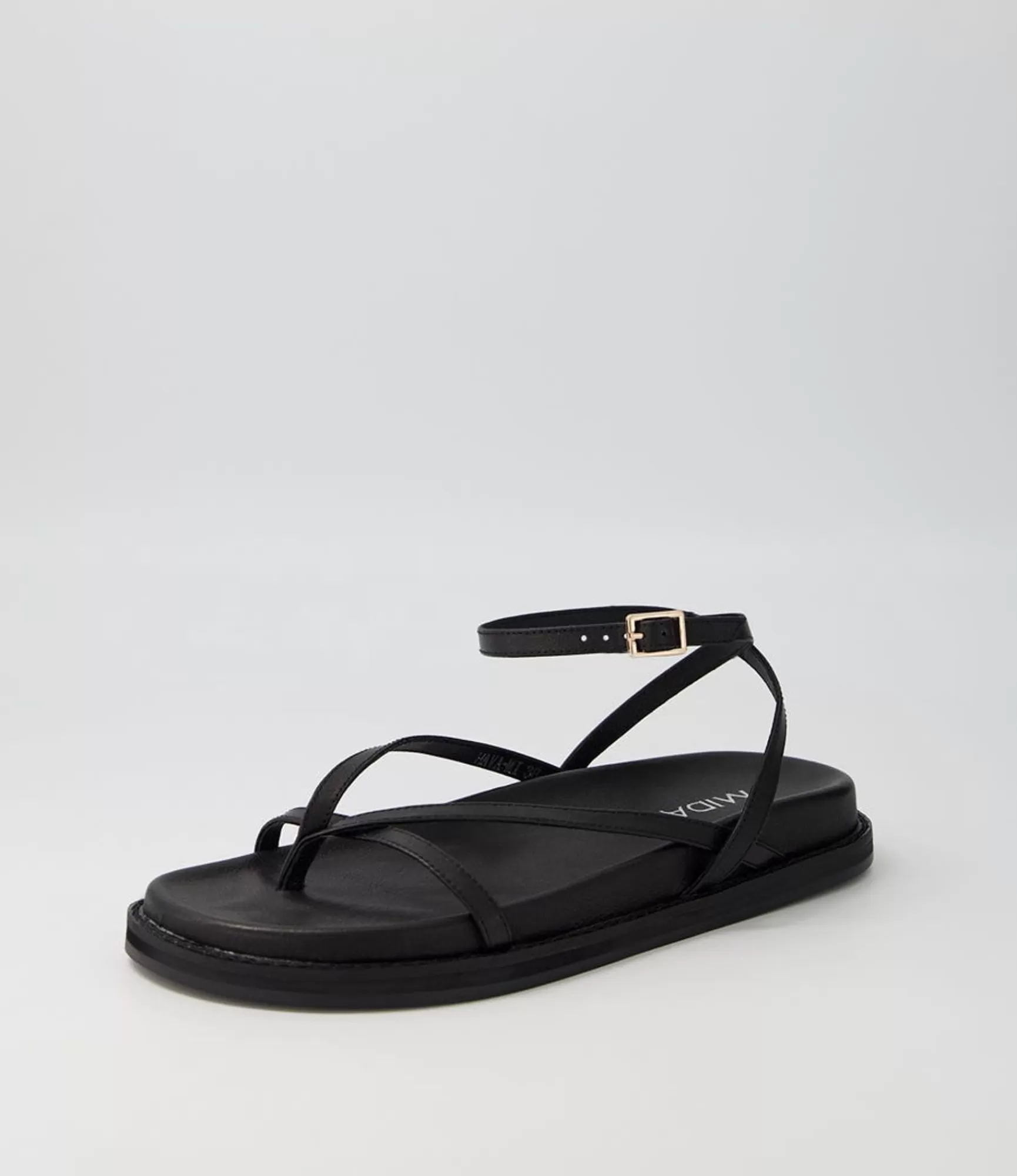Shop Midas Shoes Hava Black Leather Sandals
