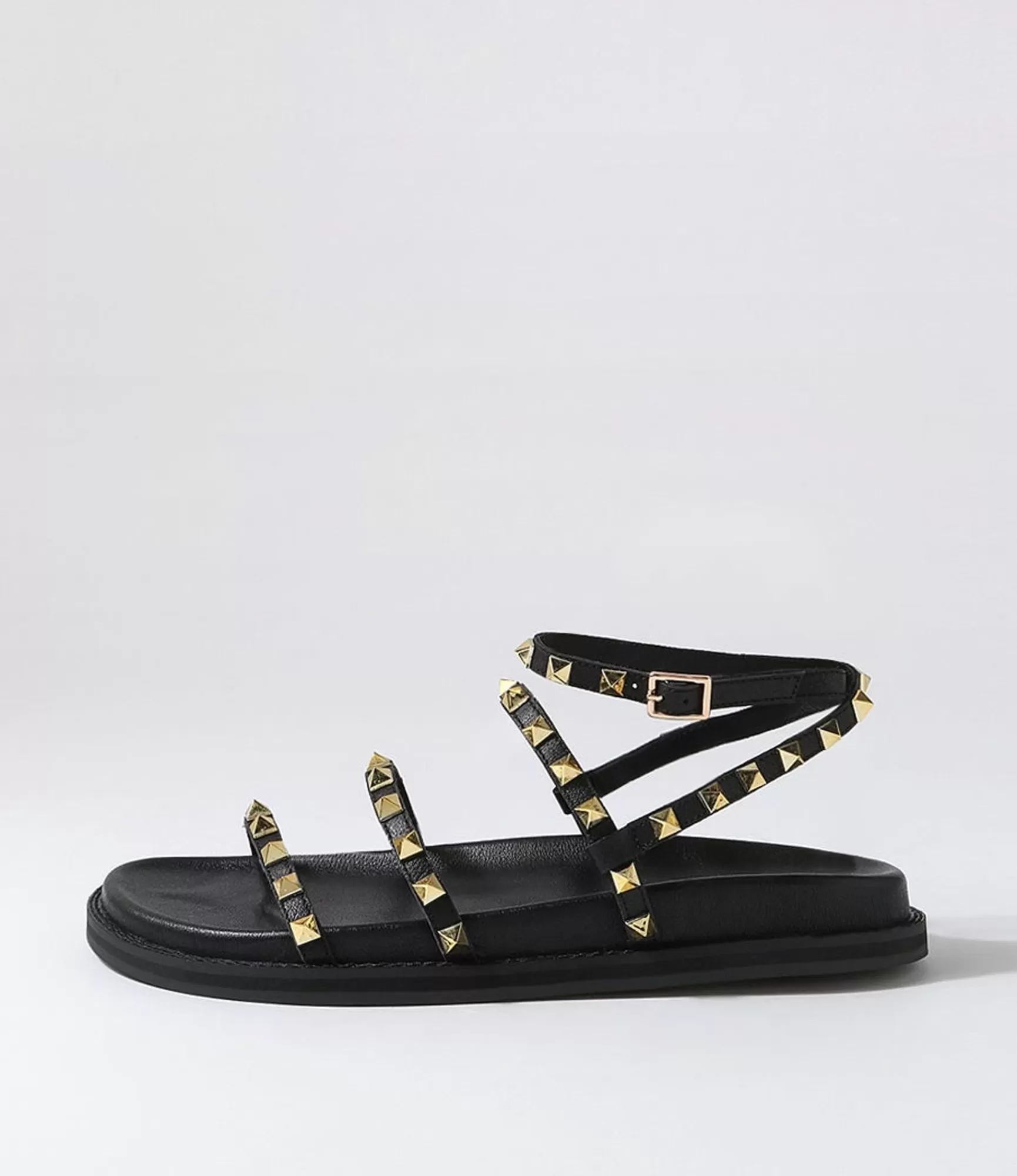 Sale Midas Shoes Hazle Black Gold Leather Sandals