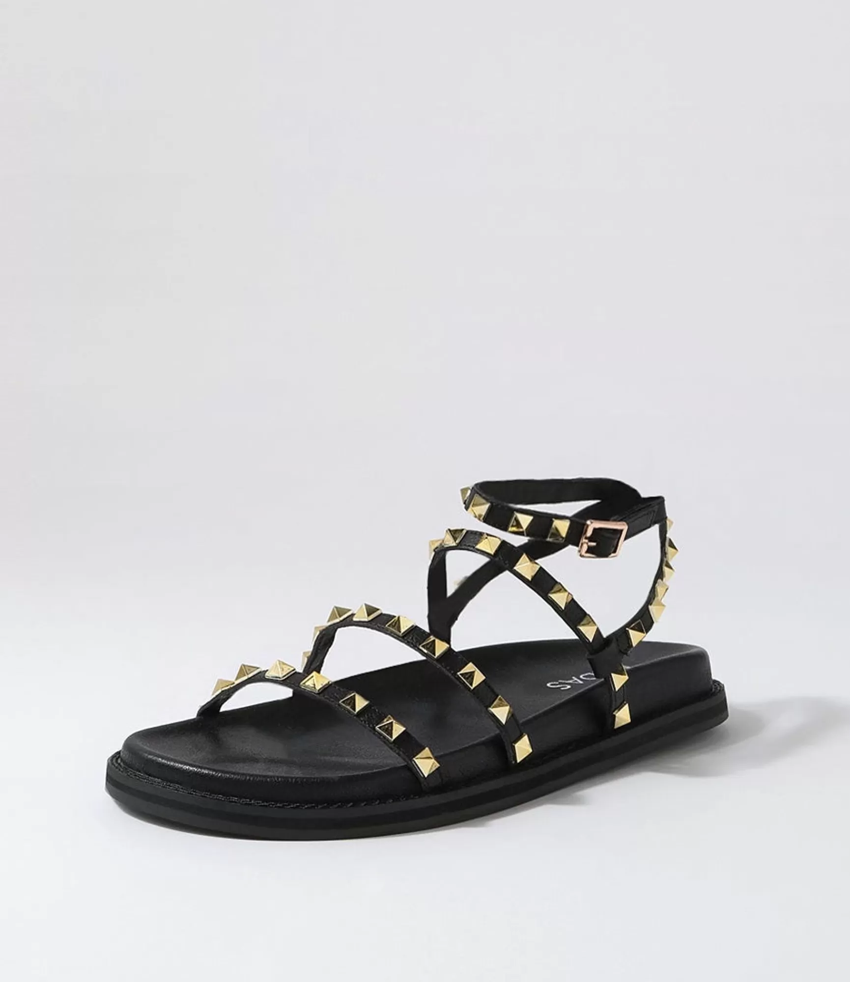 Sale Midas Shoes Hazle Black Gold Leather Sandals