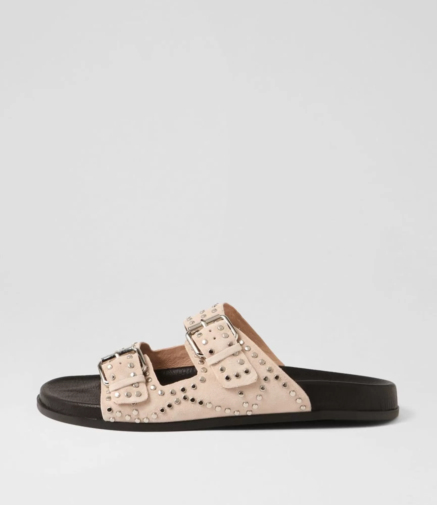 Hot Midas Shoes Heiress Stone Silver Suede Slides