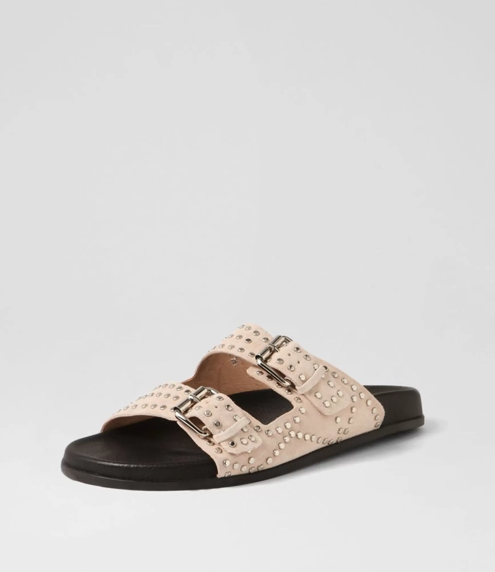 Hot Midas Shoes Heiress Stone Silver Suede Slides