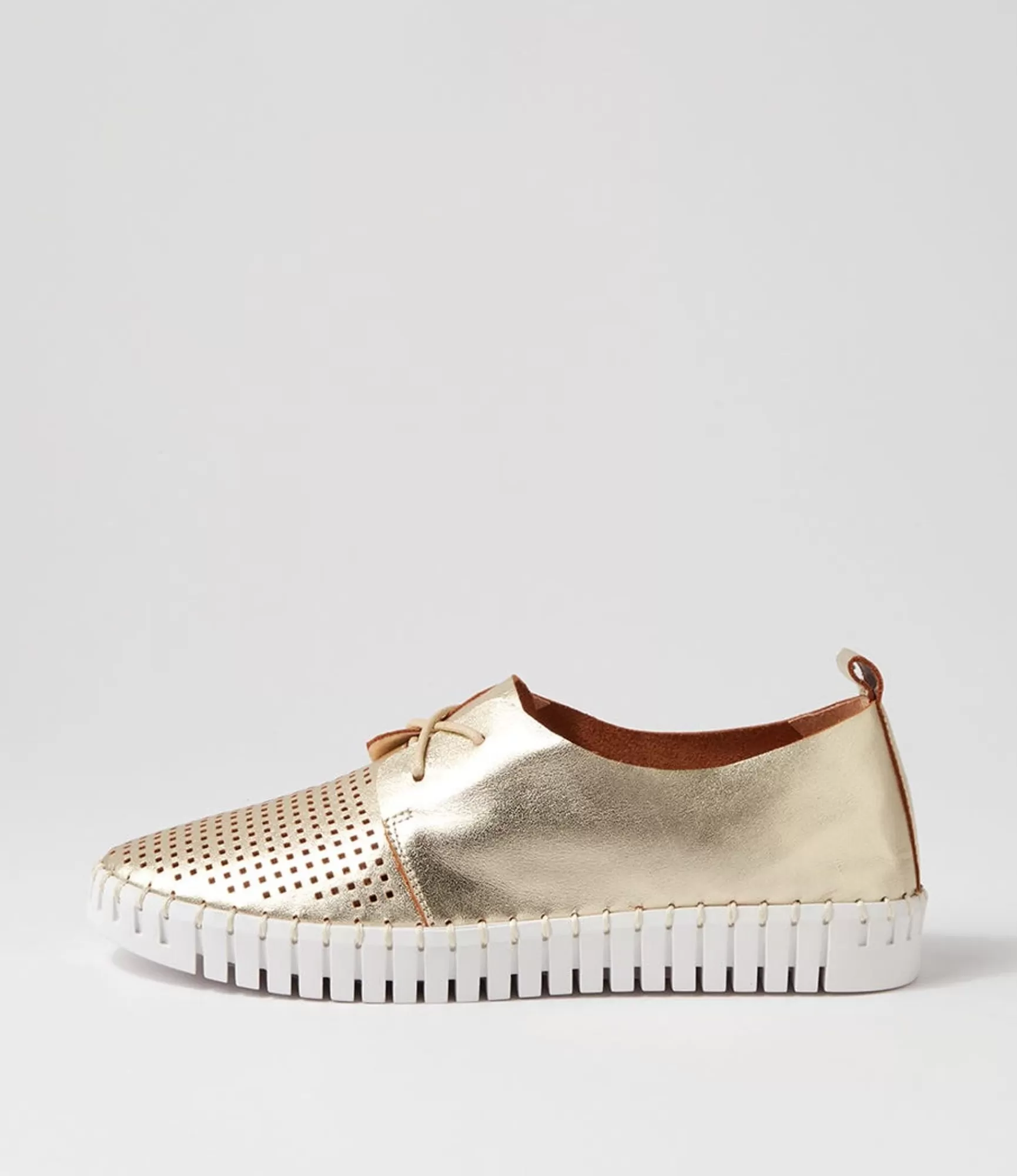 Flash Sale Midas Shoes Husto Pale Gold White Leather Sneakers