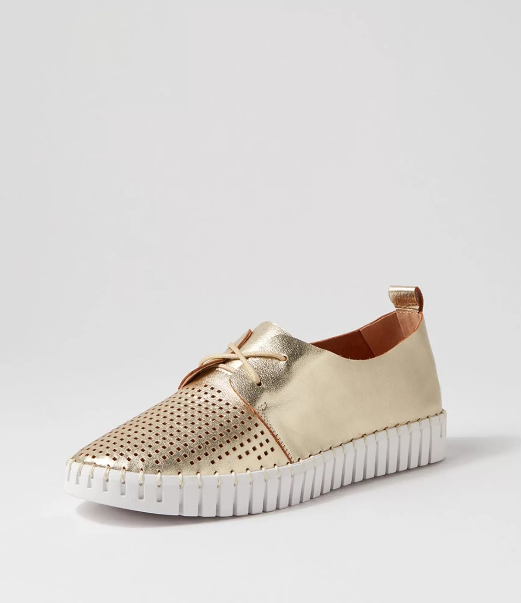 Flash Sale Midas Shoes Husto Pale Gold White Leather Sneakers