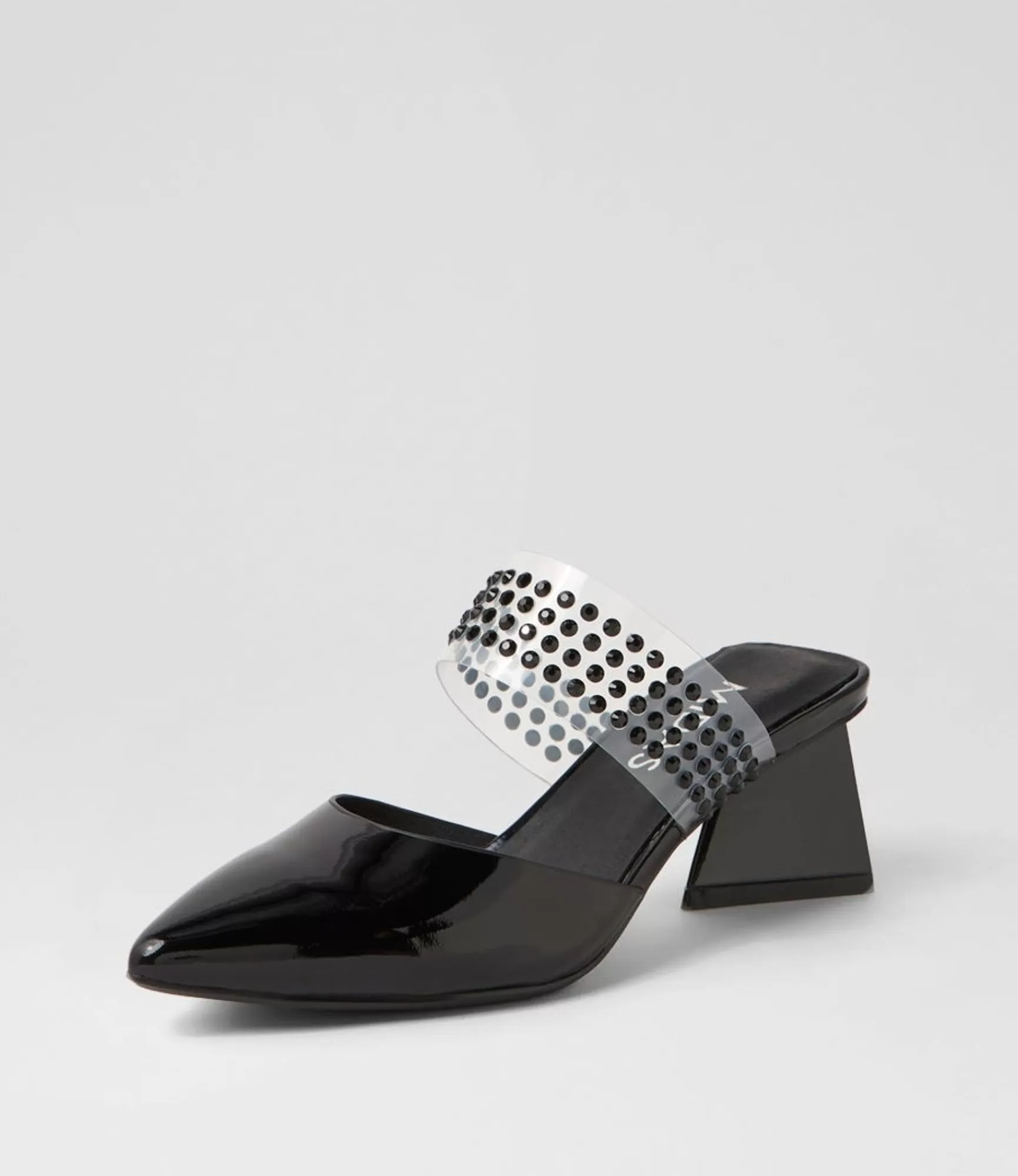Discount Midas Shoes Inez Black Patent Leather Mules
