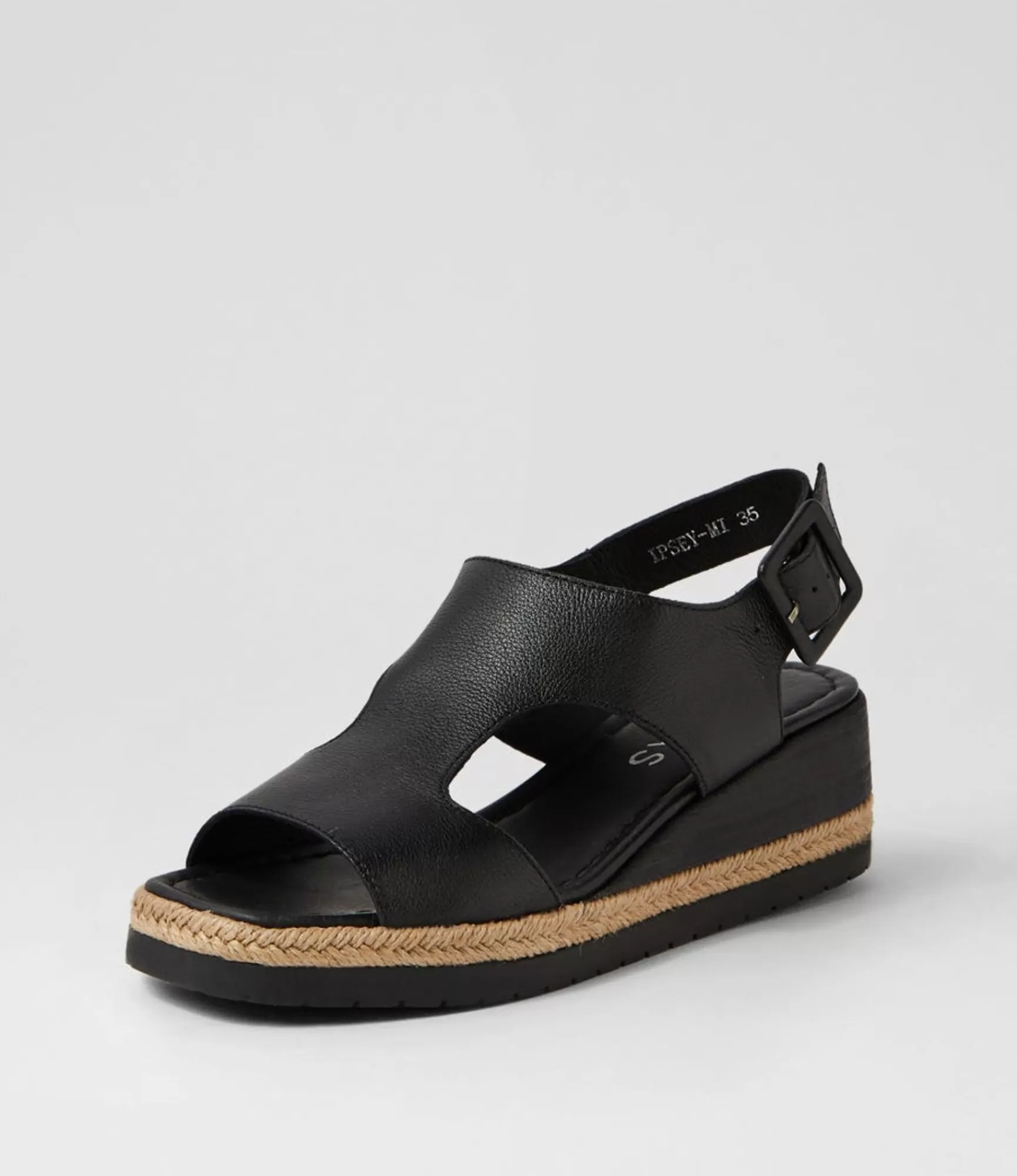 Store Midas Shoes Ipsey Black Leather Sandals