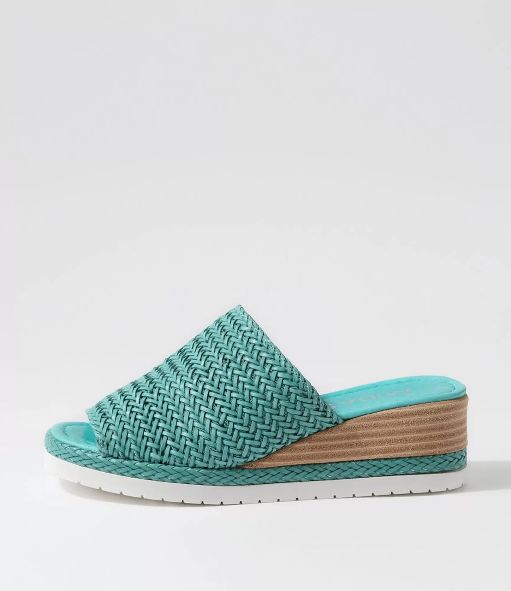 Best Midas Shoes Isha Emerald Weave Leather Slides