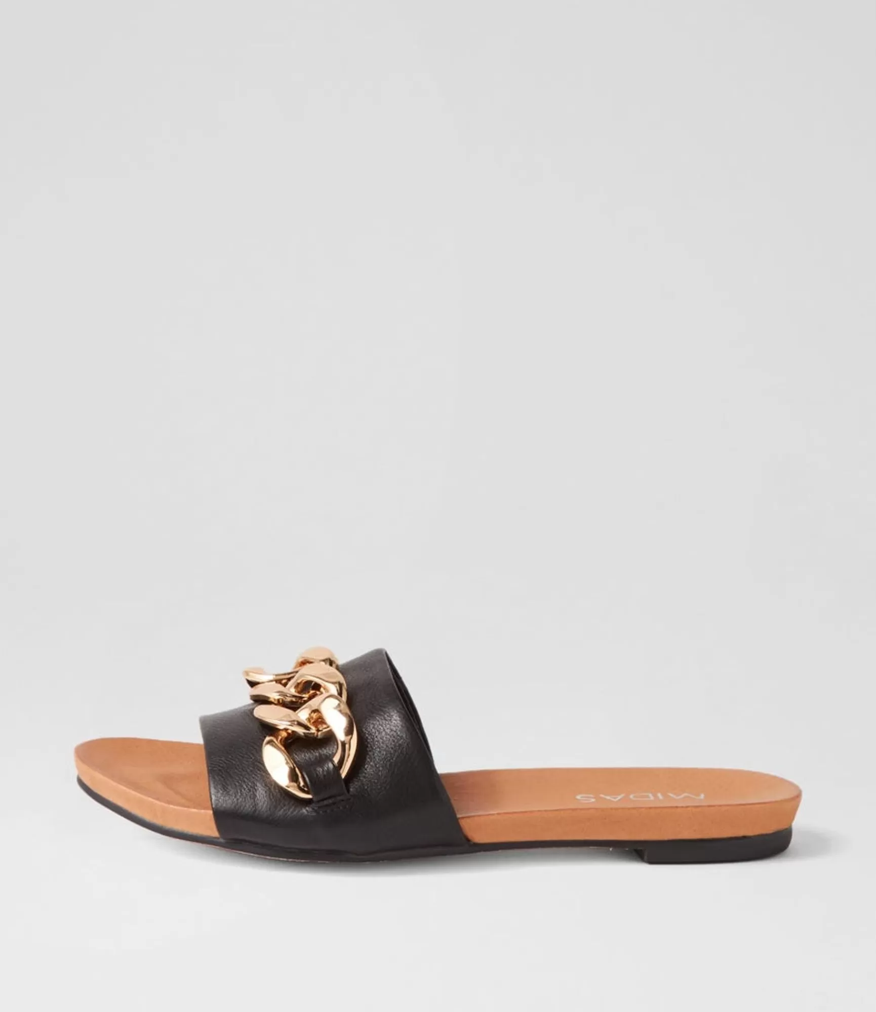 Online Midas Shoes Jaddle Black Leather Slides