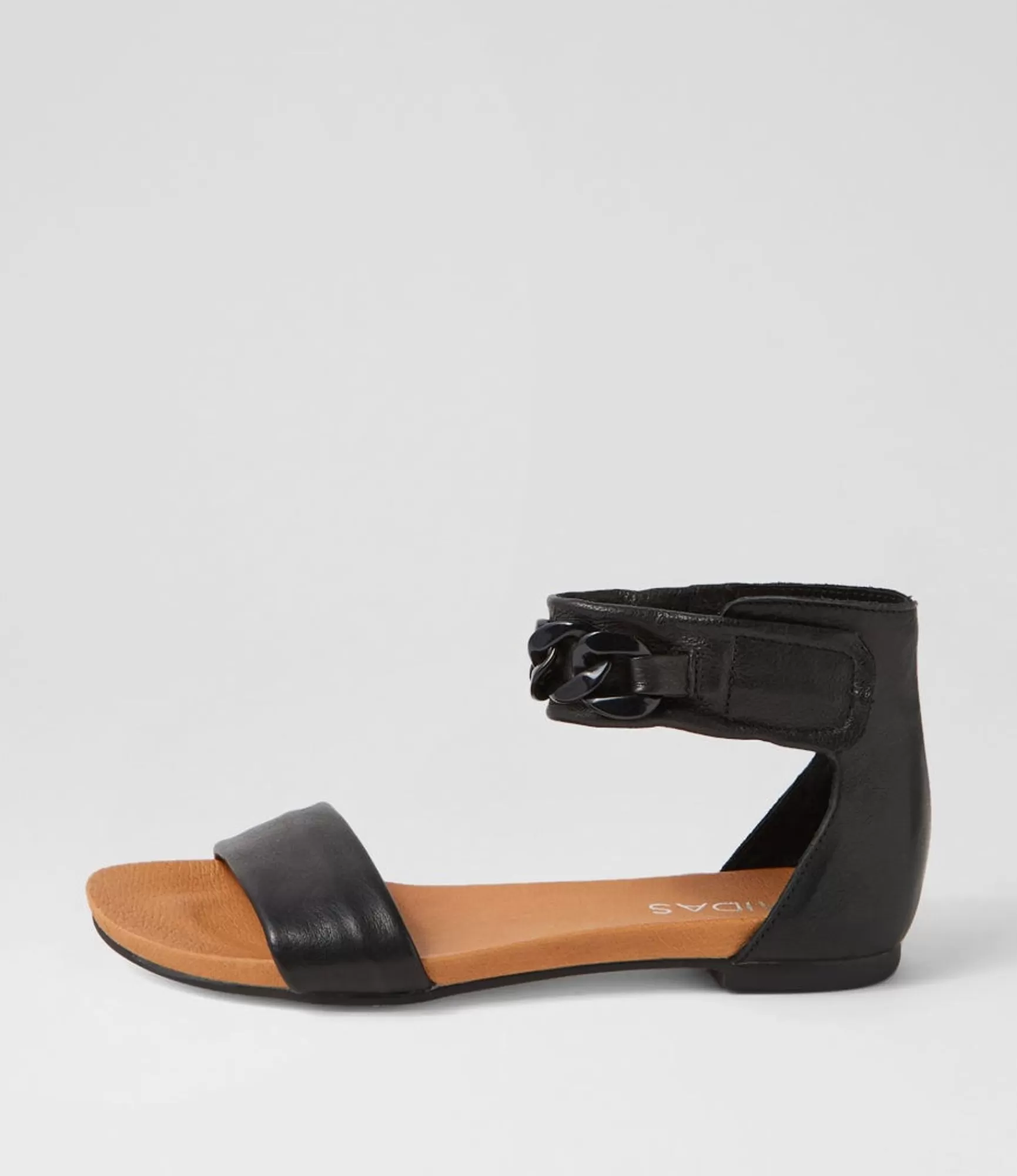 Best Sale Midas Shoes Jazzis Black Leather Sandals