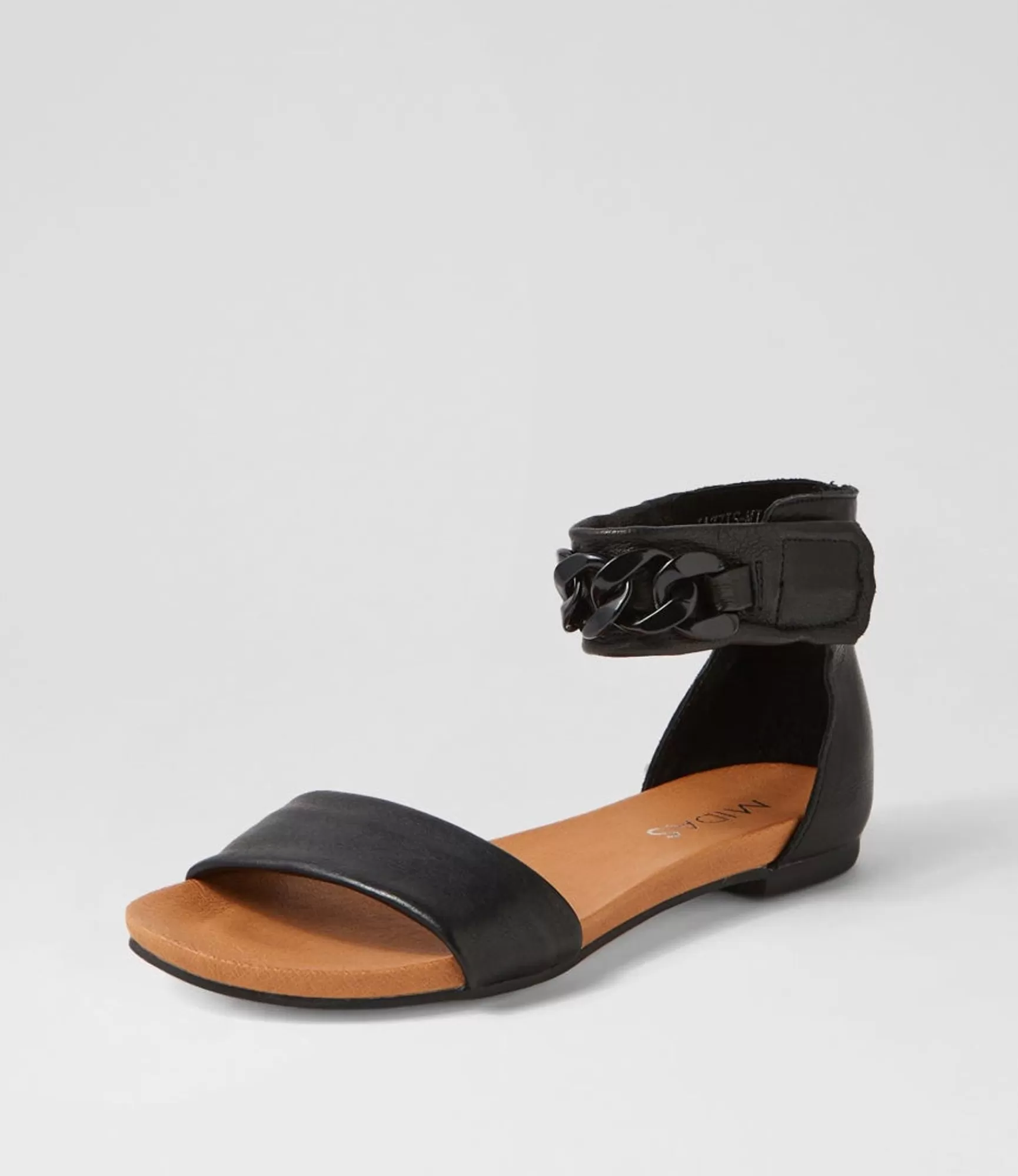 Best Sale Midas Shoes Jazzis Black Leather Sandals