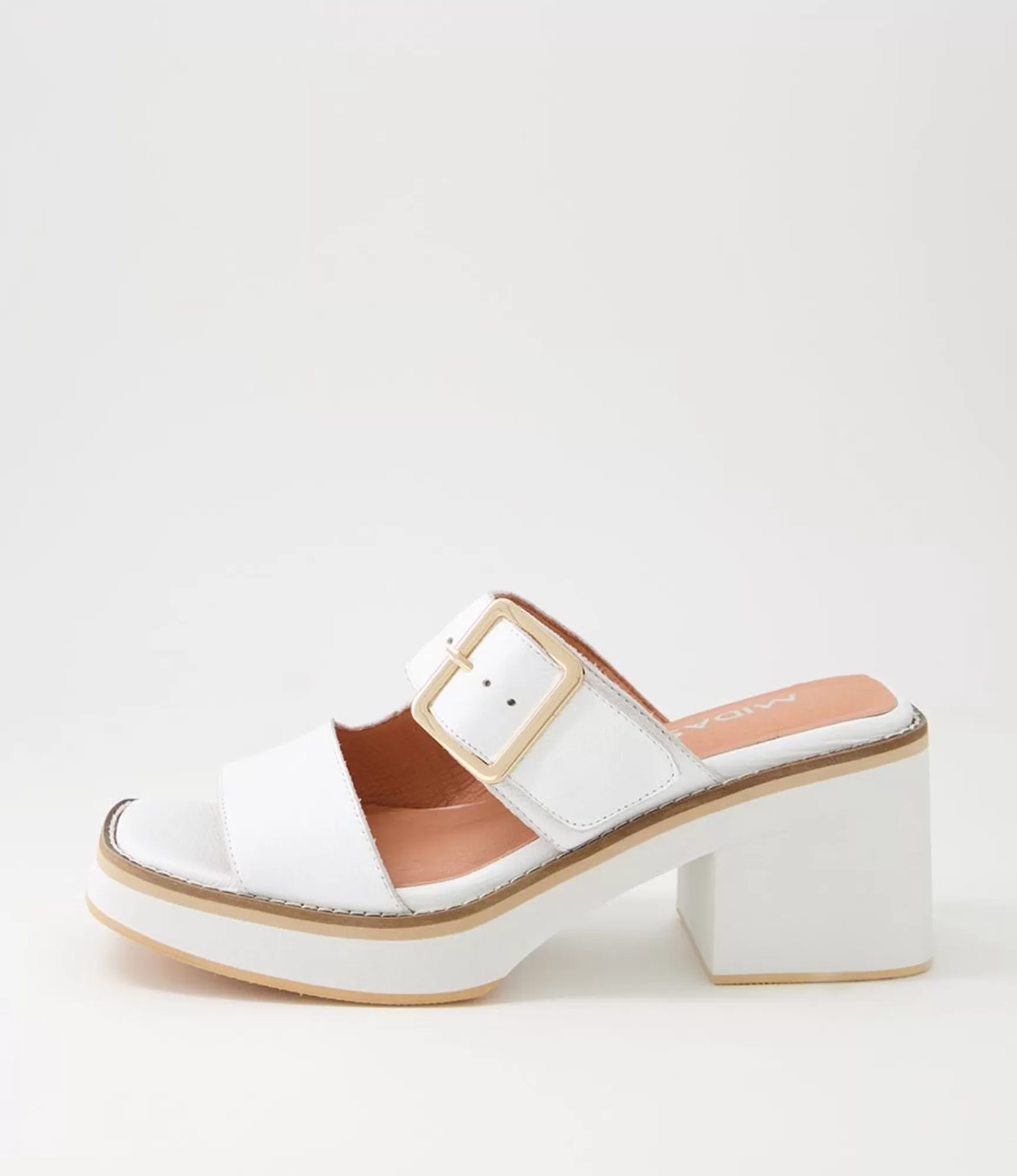 Hot Midas Shoes Jeddal White Leather Slides