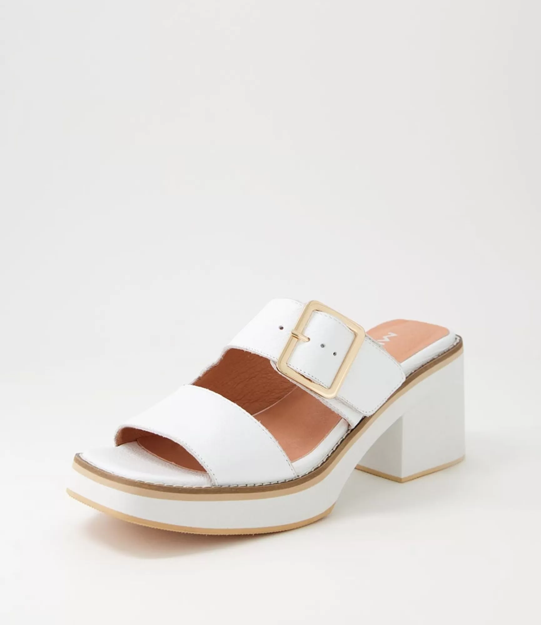 Hot Midas Shoes Jeddal White Leather Slides