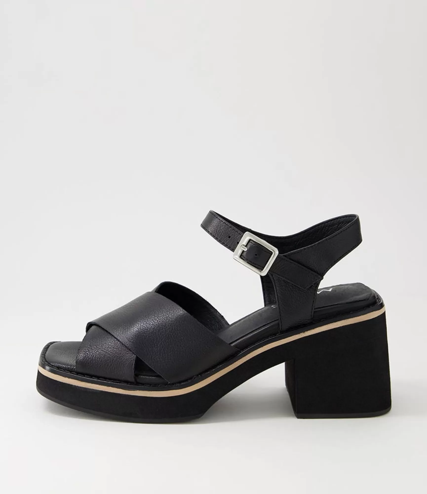 Cheap Midas Shoes Jeddie Black Leather Sandals