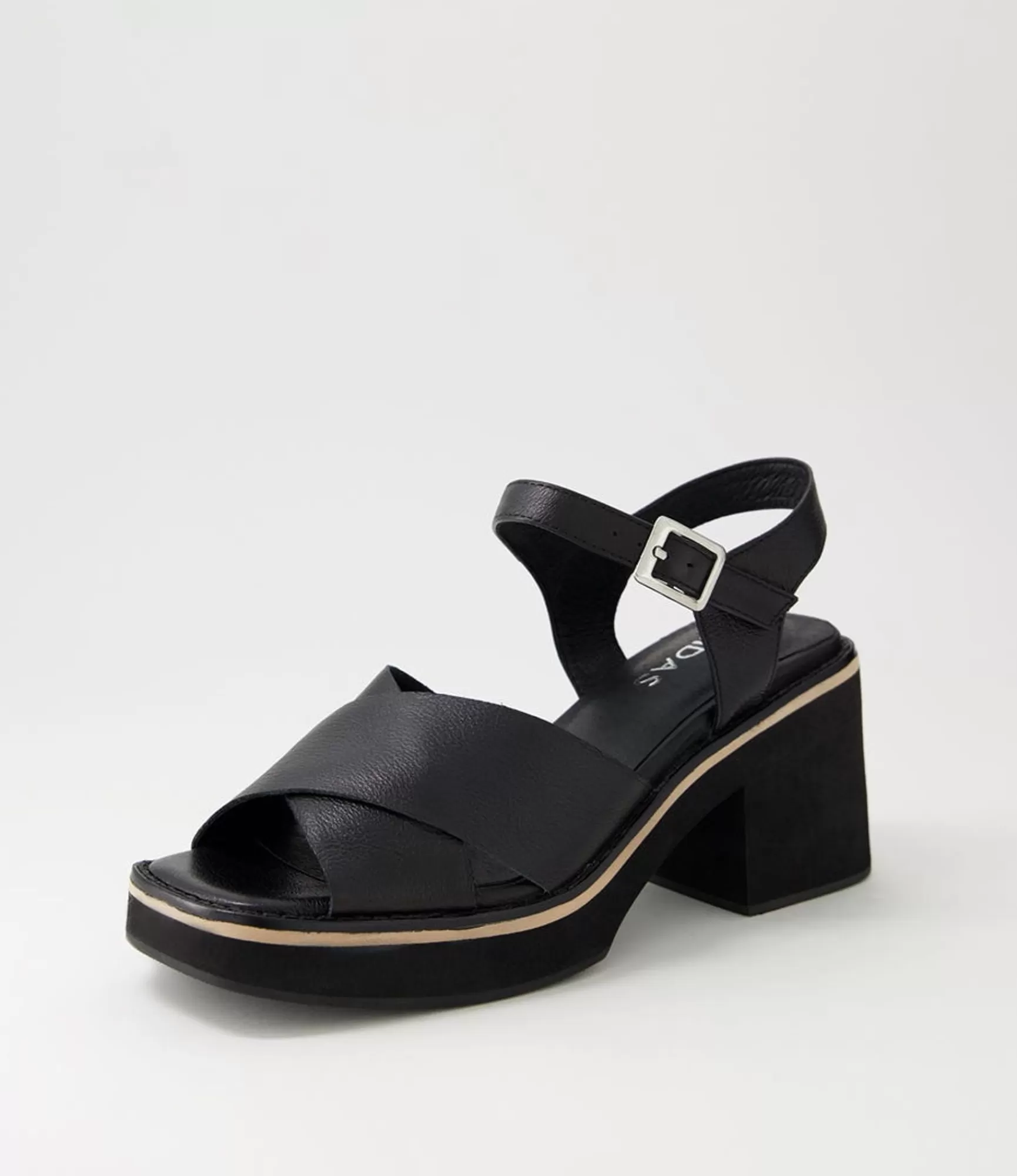 Cheap Midas Shoes Jeddie Black Leather Sandals