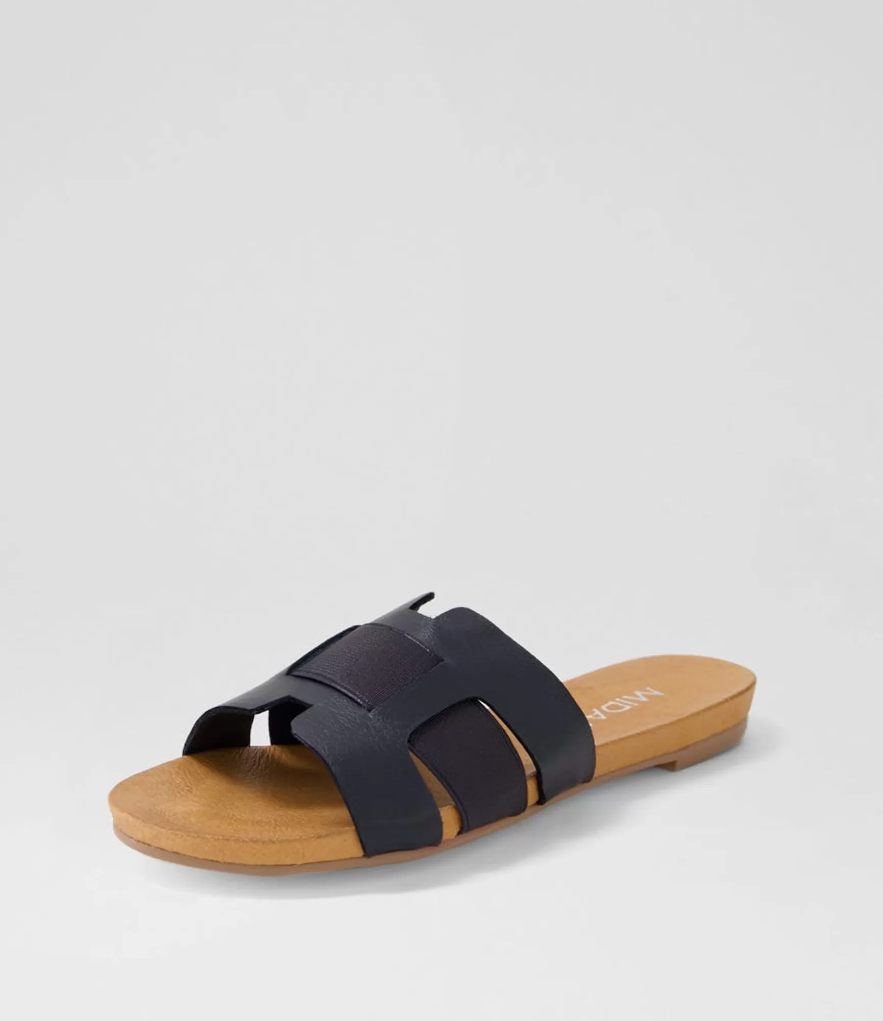 Best Midas Shoes Jeddles Navy Metallic Leather Elastic Slides