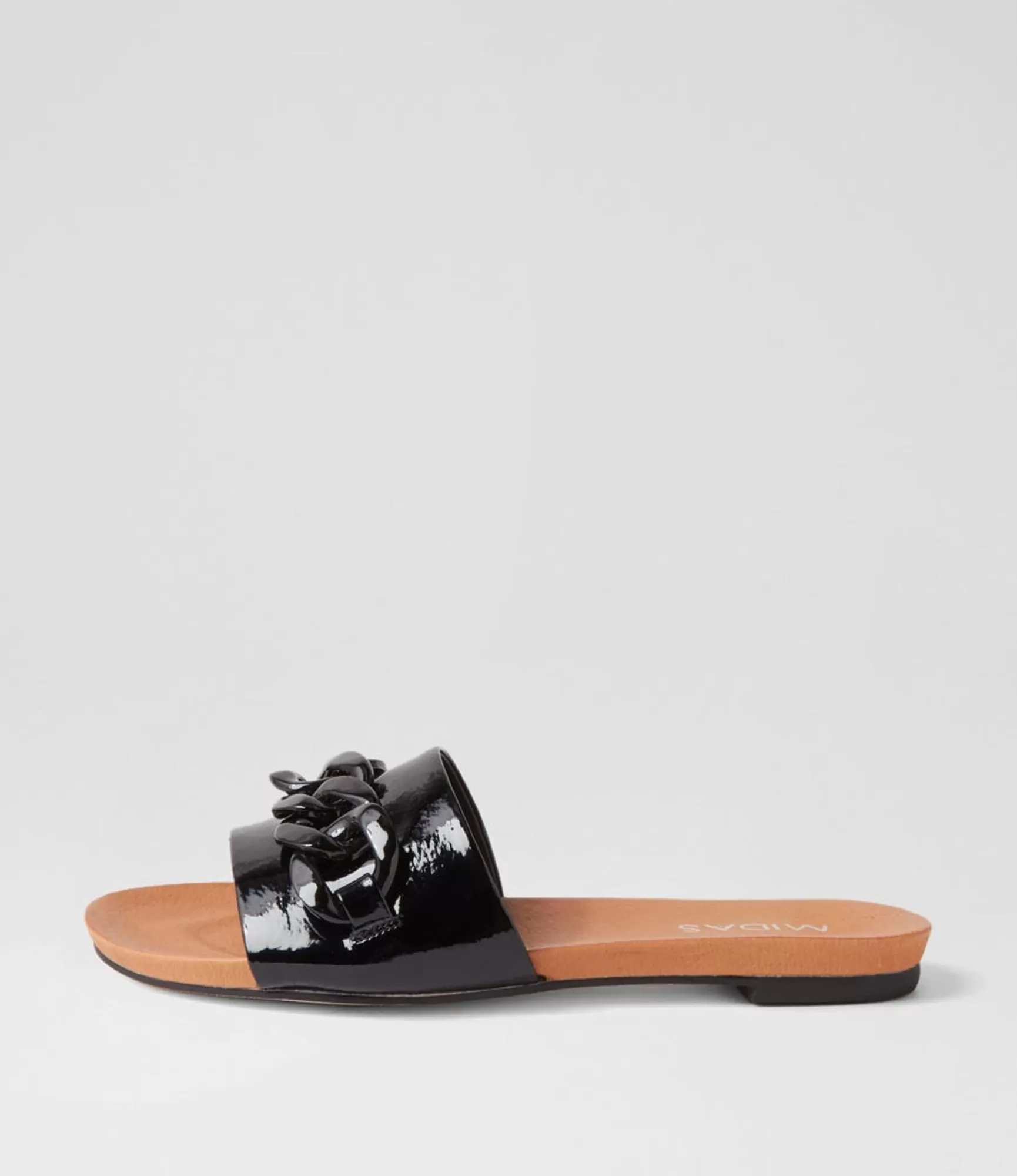 Cheap Midas Shoes Jimble Black Patent Leather Slides