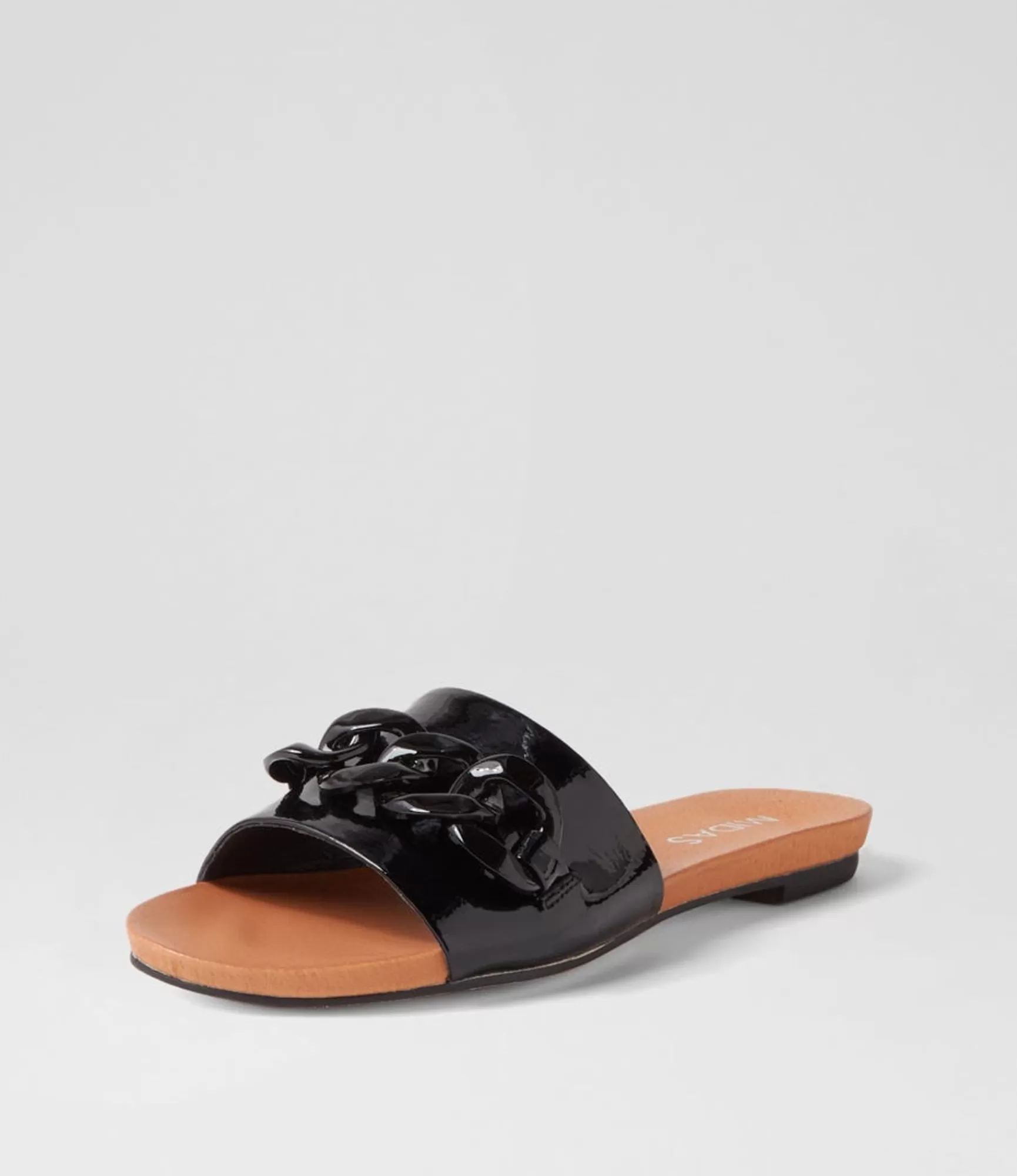Cheap Midas Shoes Jimble Black Patent Leather Slides