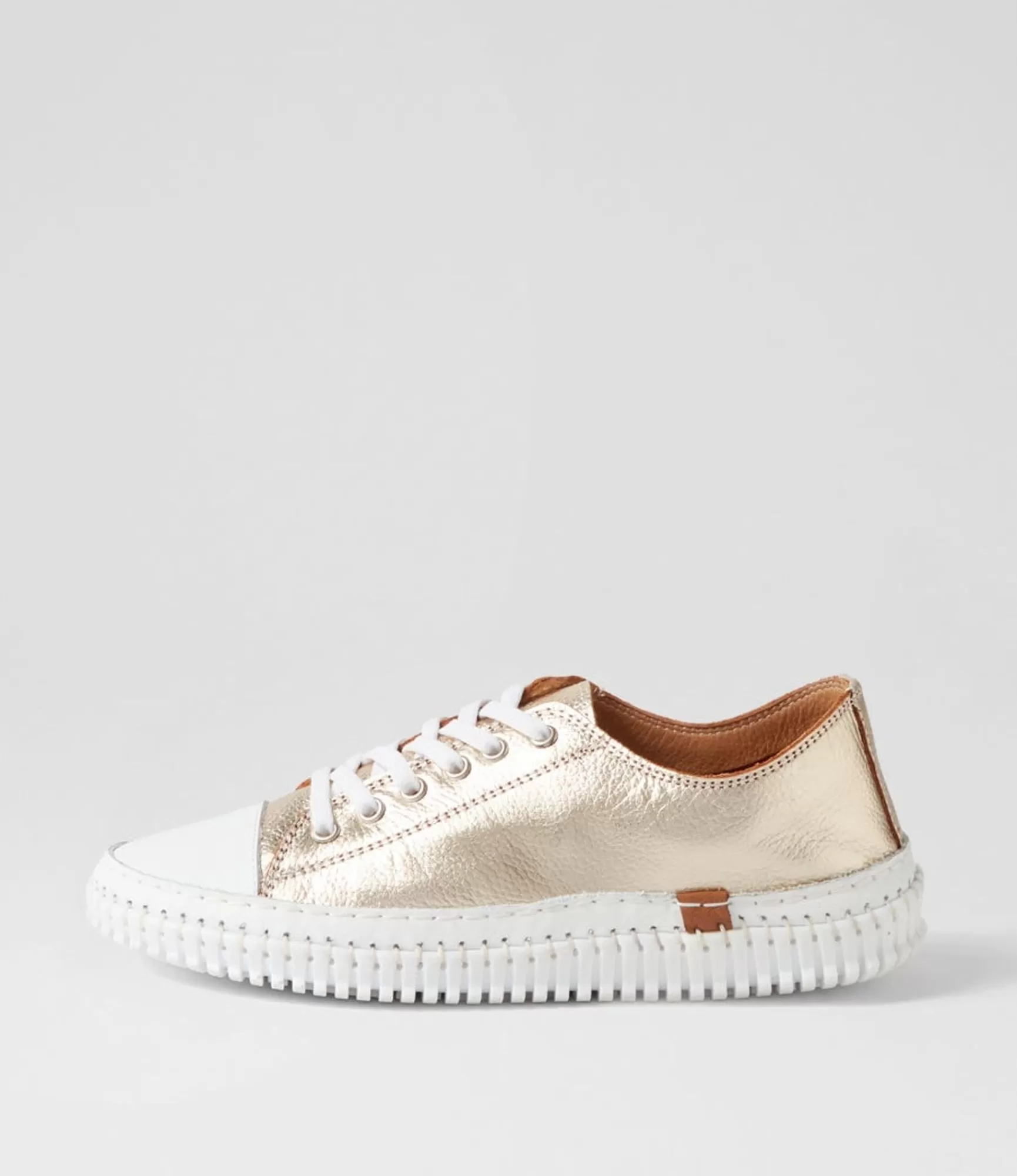Sale Midas Shoes Jittery Pale Gold Leather Sneakers