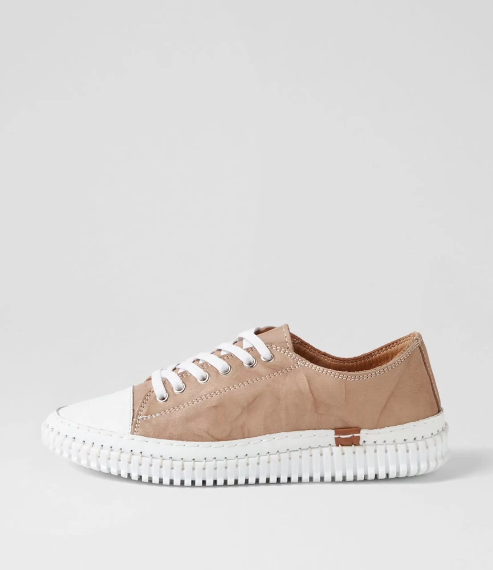 Cheap Midas Shoes Jittery Taupe Leather Sneakers
