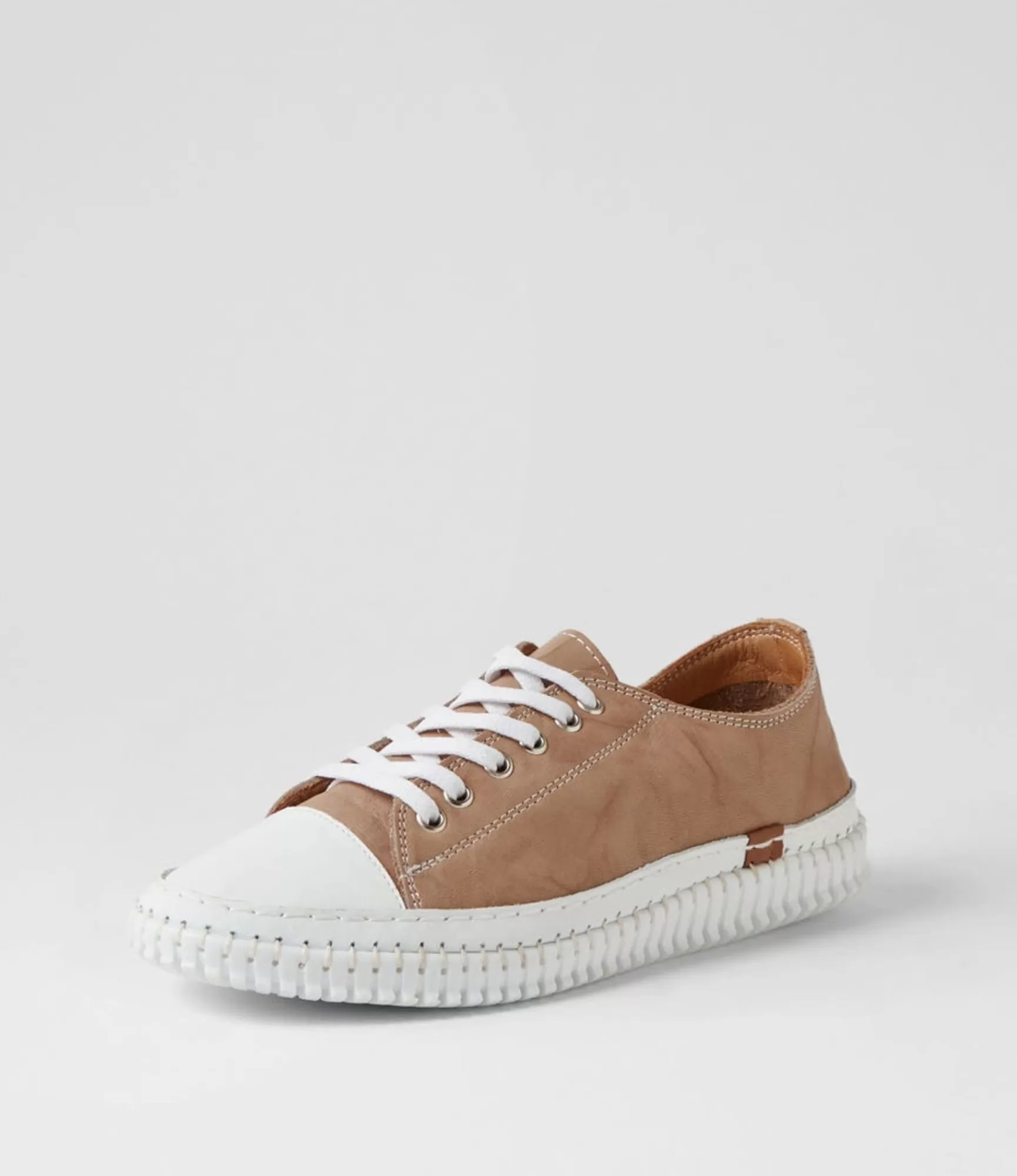 Cheap Midas Shoes Jittery Taupe Leather Sneakers