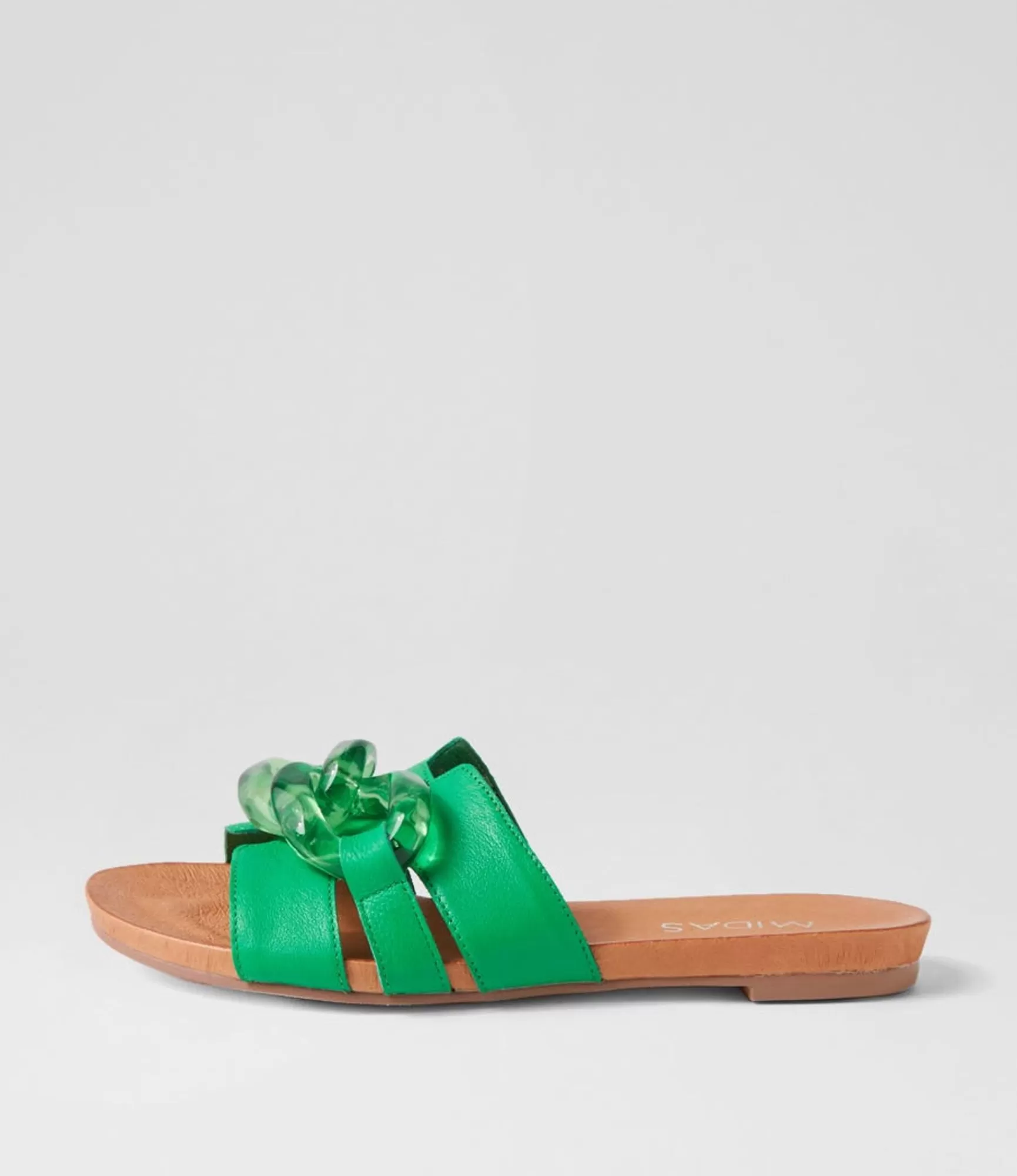 Best Midas Shoes Jovis Bright Emerald Leather Slides