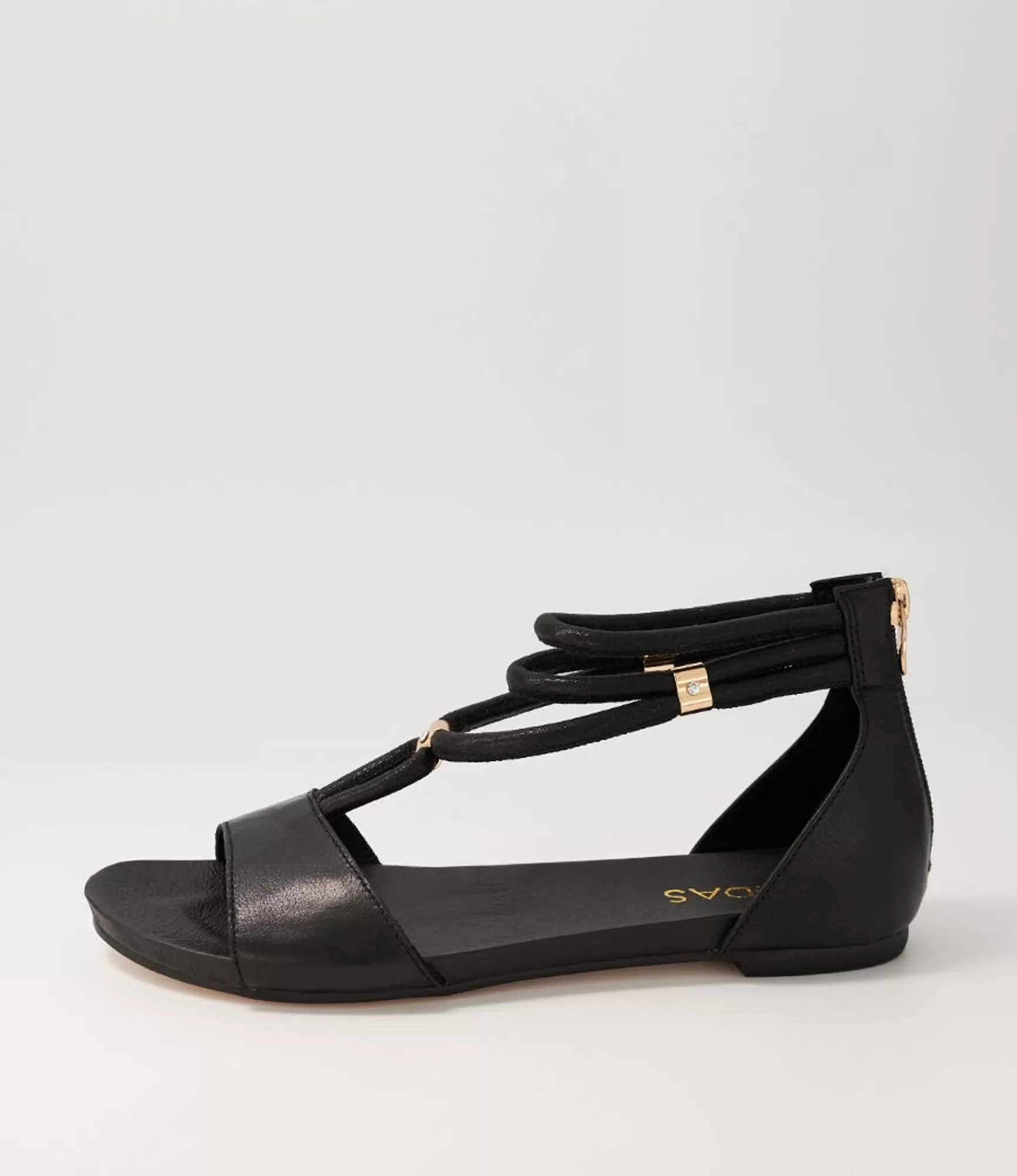 Sale Midas Shoes Juno Black Leather Sandals