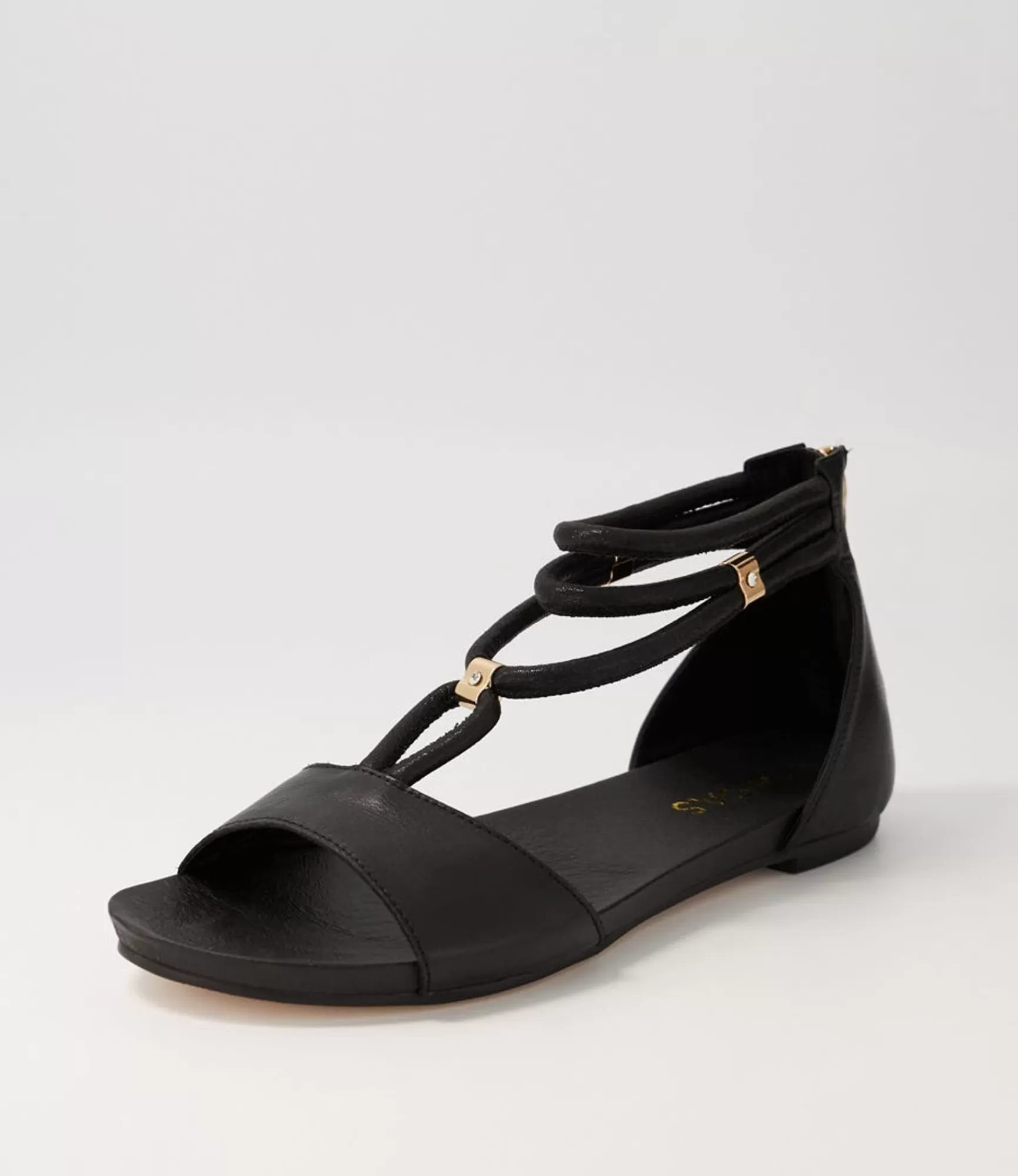 Sale Midas Shoes Juno Black Leather Sandals
