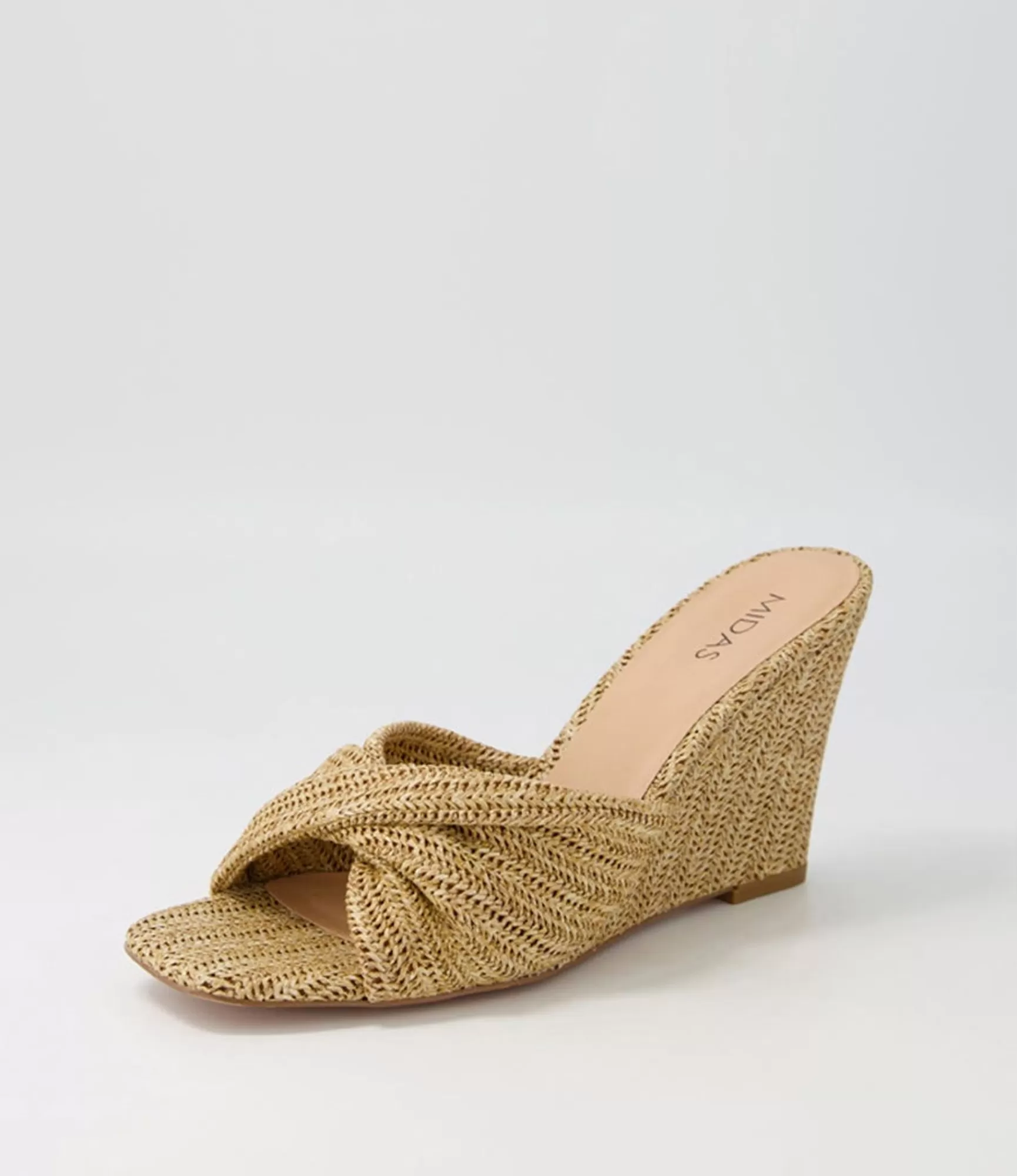 Fashion Midas Shoes Kacha Natural Syn Raffia Slides