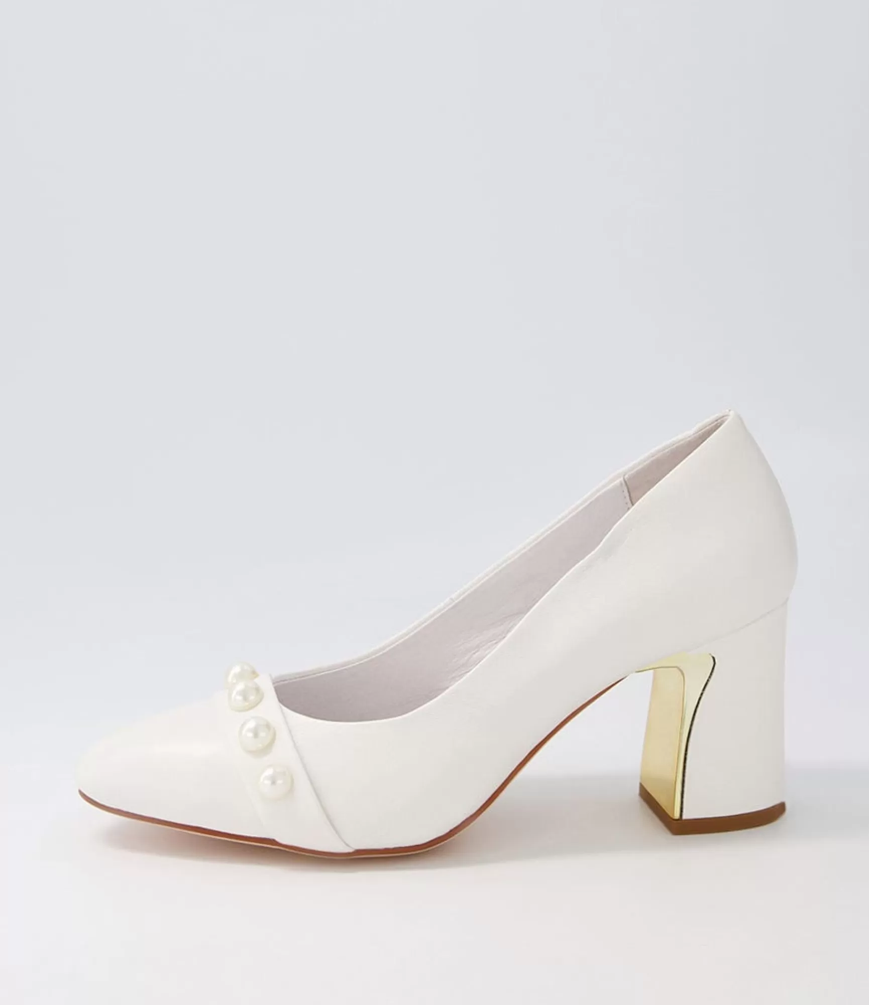 New Midas Shoes Keauty White Leather Heels