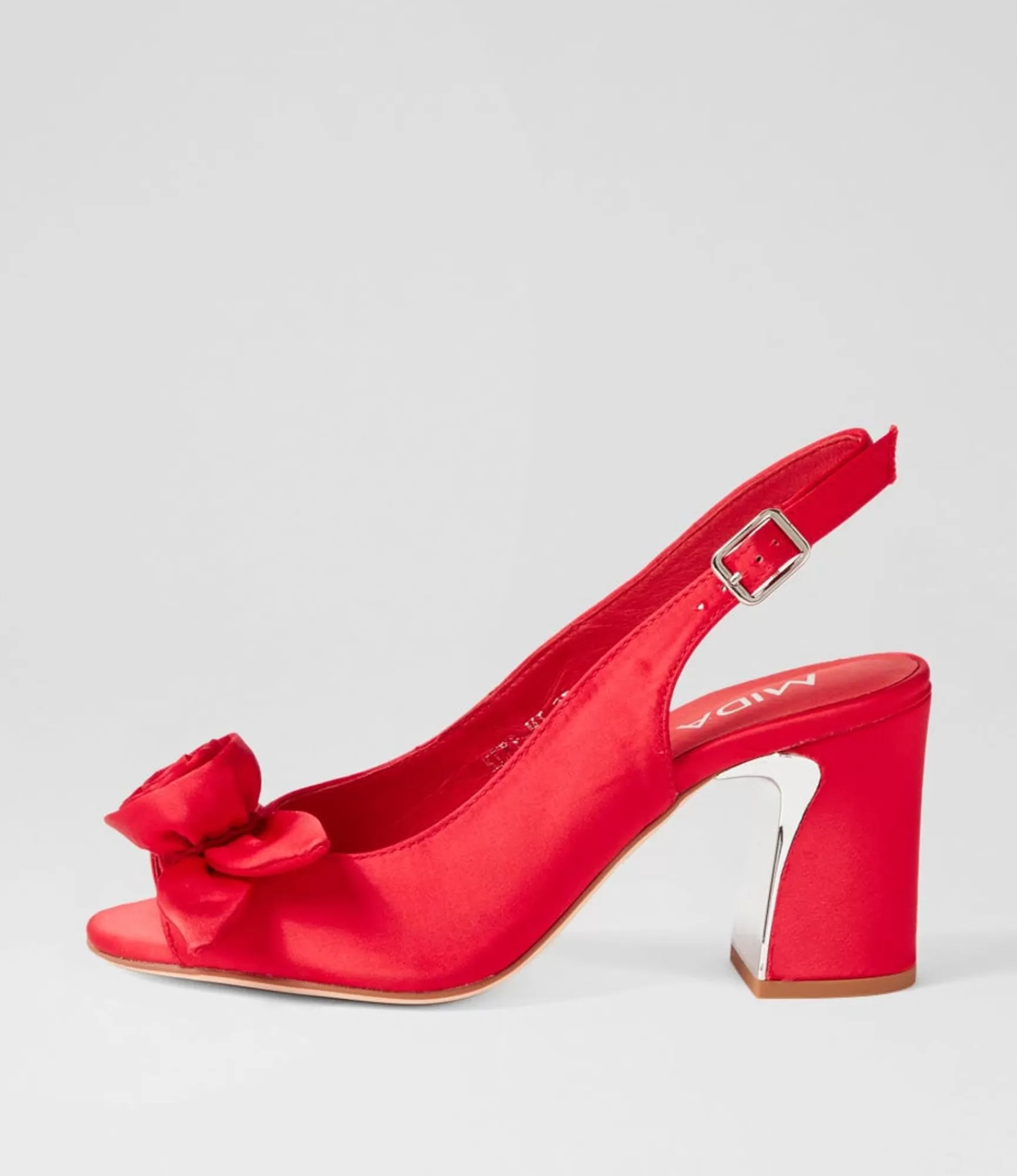 Online Midas Shoes Keke Red Satin Sandals