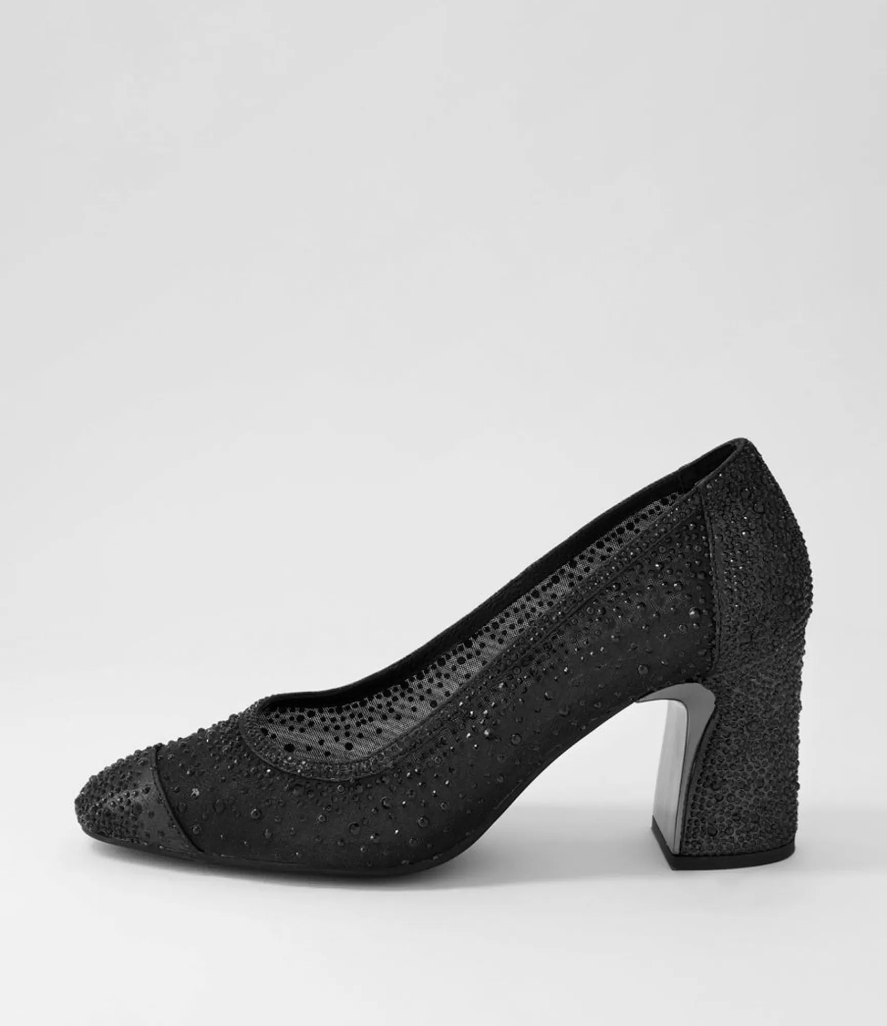 Sale Midas Shoes Kennies Black Shimmer Leather Mesh Heels